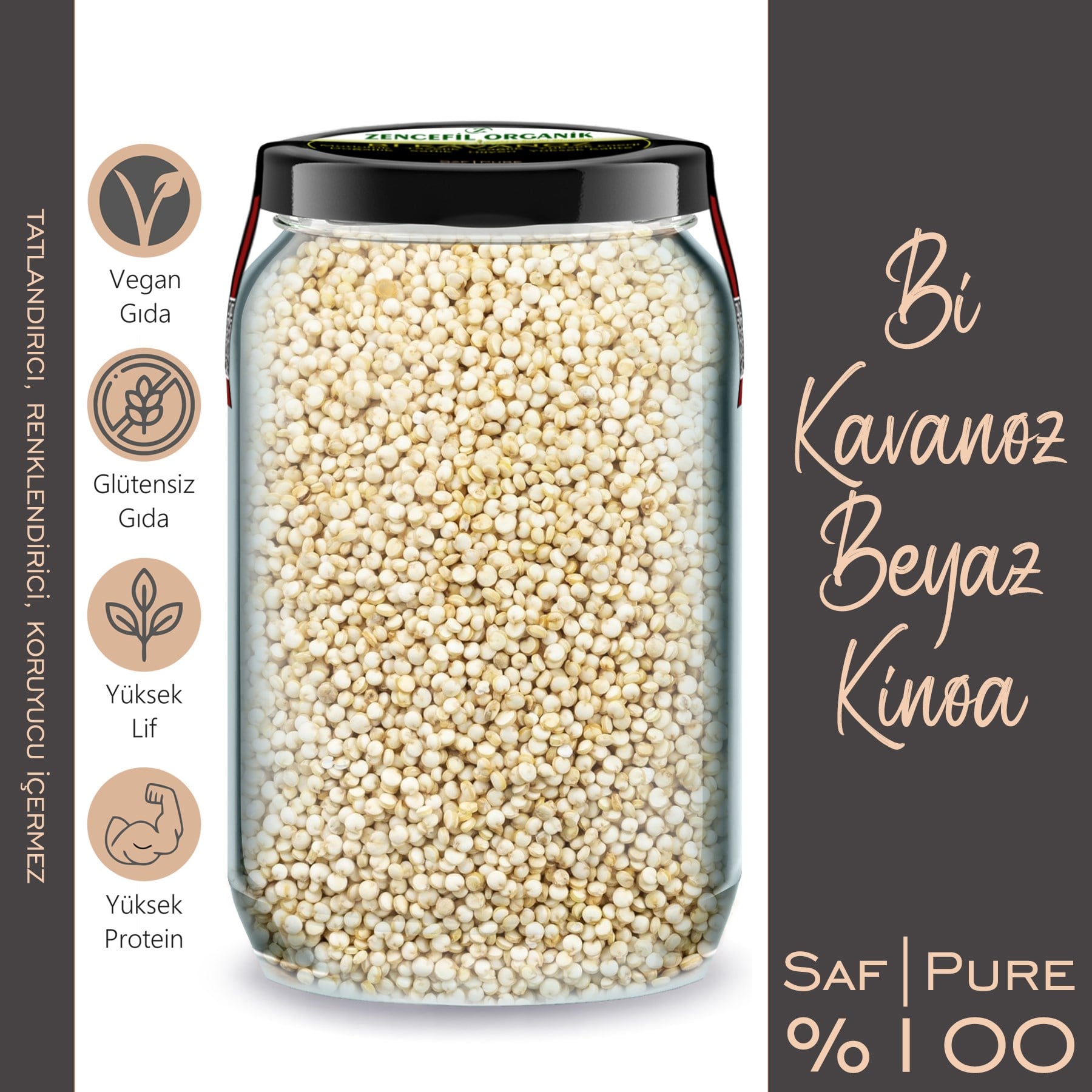 Beyaz Kinoa Bi Kavanoz 660 cc. Cam Kavanozda 480 Gr. Beyaz Kinoa