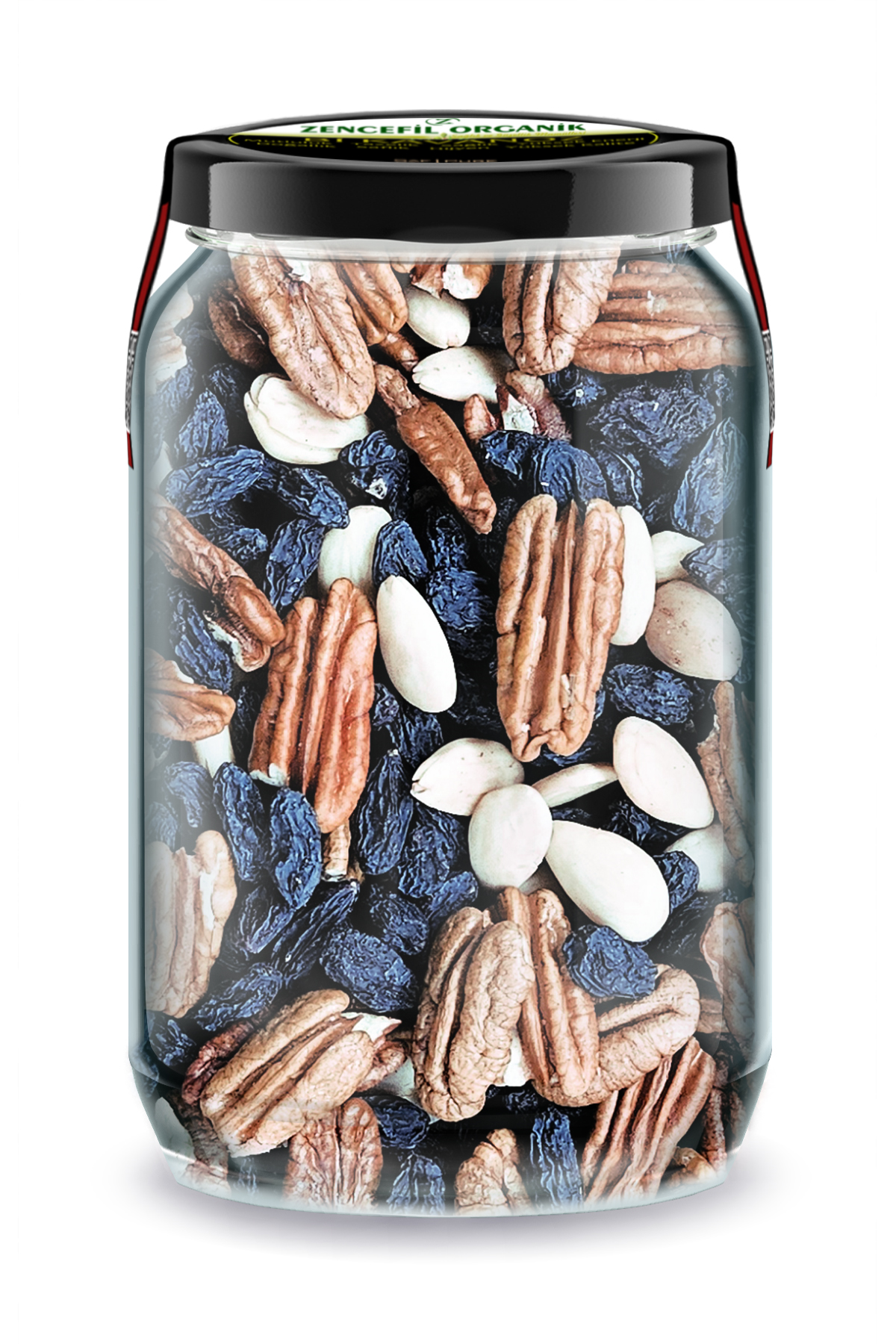 Bi Kavanoz ON-MIX/8 Çekirdeksiz Siyah Üzüm + Pikan Cevizi + Soyulmuş Çiğ Badem Gurme Atıştıştırmalık