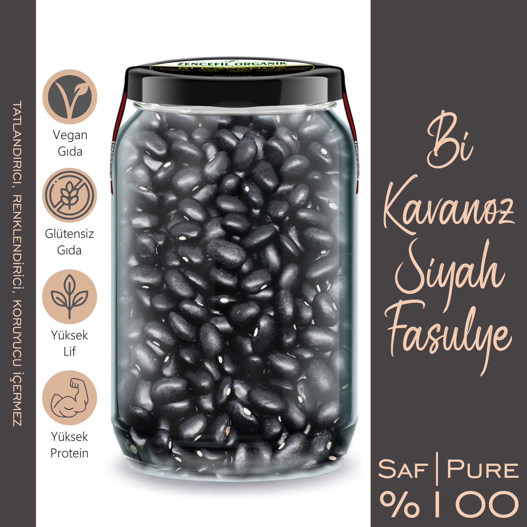 Siyah Fasulye Bi Kavanoz 660 cc. Cam Kavanozda 480 Gr. Siyah Fasülye Kara Fasulye
