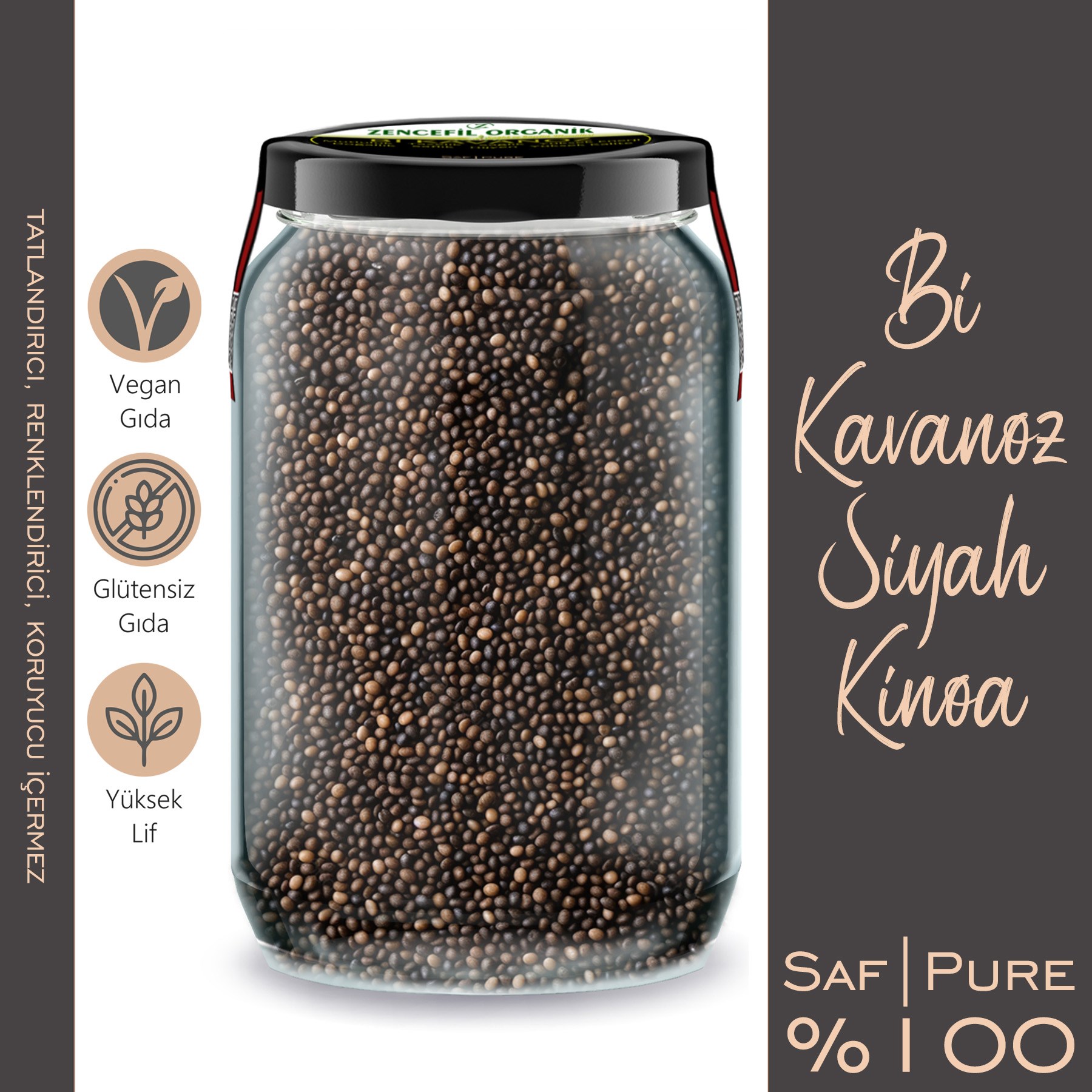 Siyah Kinoa Bi Kavanoz 660 cc. Cam Kavanozda 480 Gr. Siyah Kinoa