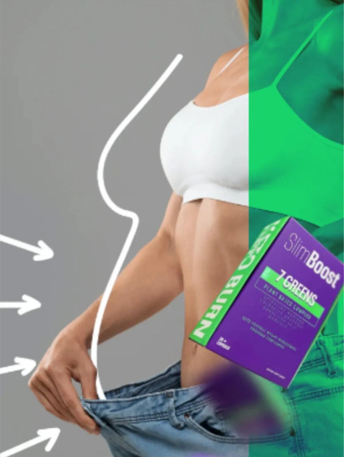 Slim Boost 7 Greens Plant Based Complex Spirulina Moringa Detox Keto