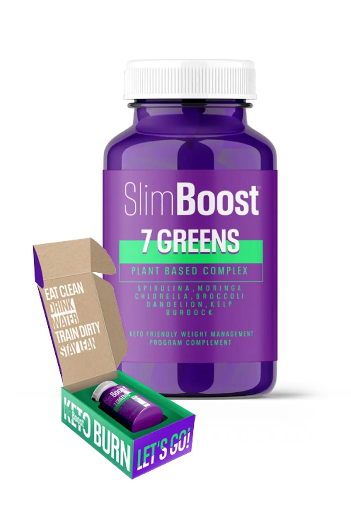 Slim Boost 7 Greens Plant Based Complex Spirulina Moringa Detox Keto  Friendly Slimboost