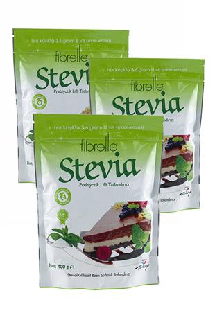 3 Adet Fibrelle Prebiyotik Lifli Stevia Toz Tatlandırıcı 3 x 400 Gr