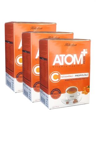 3 Kutu Atom Çayı Hekimhan Atom Plus Vitamin Küpleri C Vitamin + Propolis Atom Küpü