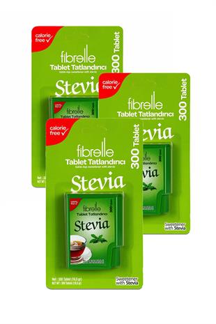 3 Kutu Fibrelle Stevia Tablet Tatlandırıcı - 300 Tablet x 3 Kutu