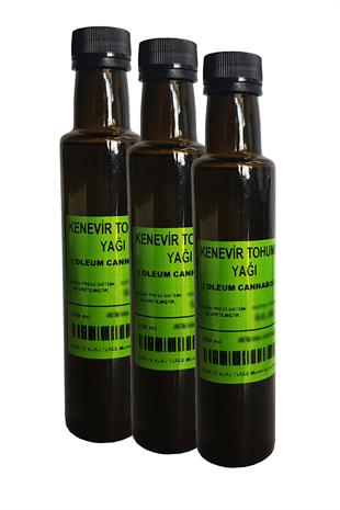 3 Kutu Kendir Tohumu Yağı 250 Ml Soğuk Pres İçilebilir Oleum Cannabis Kendir Yağı