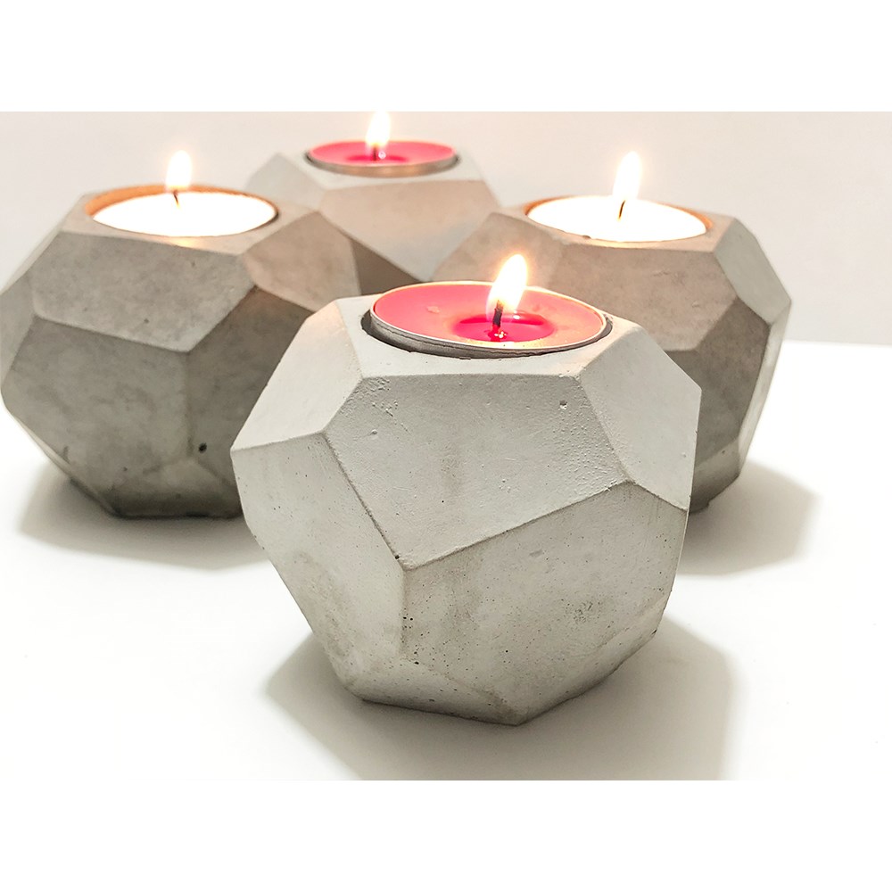 Çokgen Beton Mumluk Özel Tasarım El Yapımı