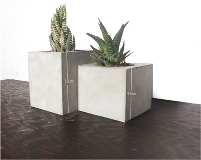 Beton 2li Küp Saksı Özel Tasarım El Yapımı