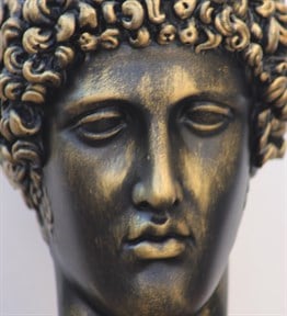 Antik Hermes Kafası Beton El Yapımı Büst Saksı Siyah-Gold Eskitme Boyalı