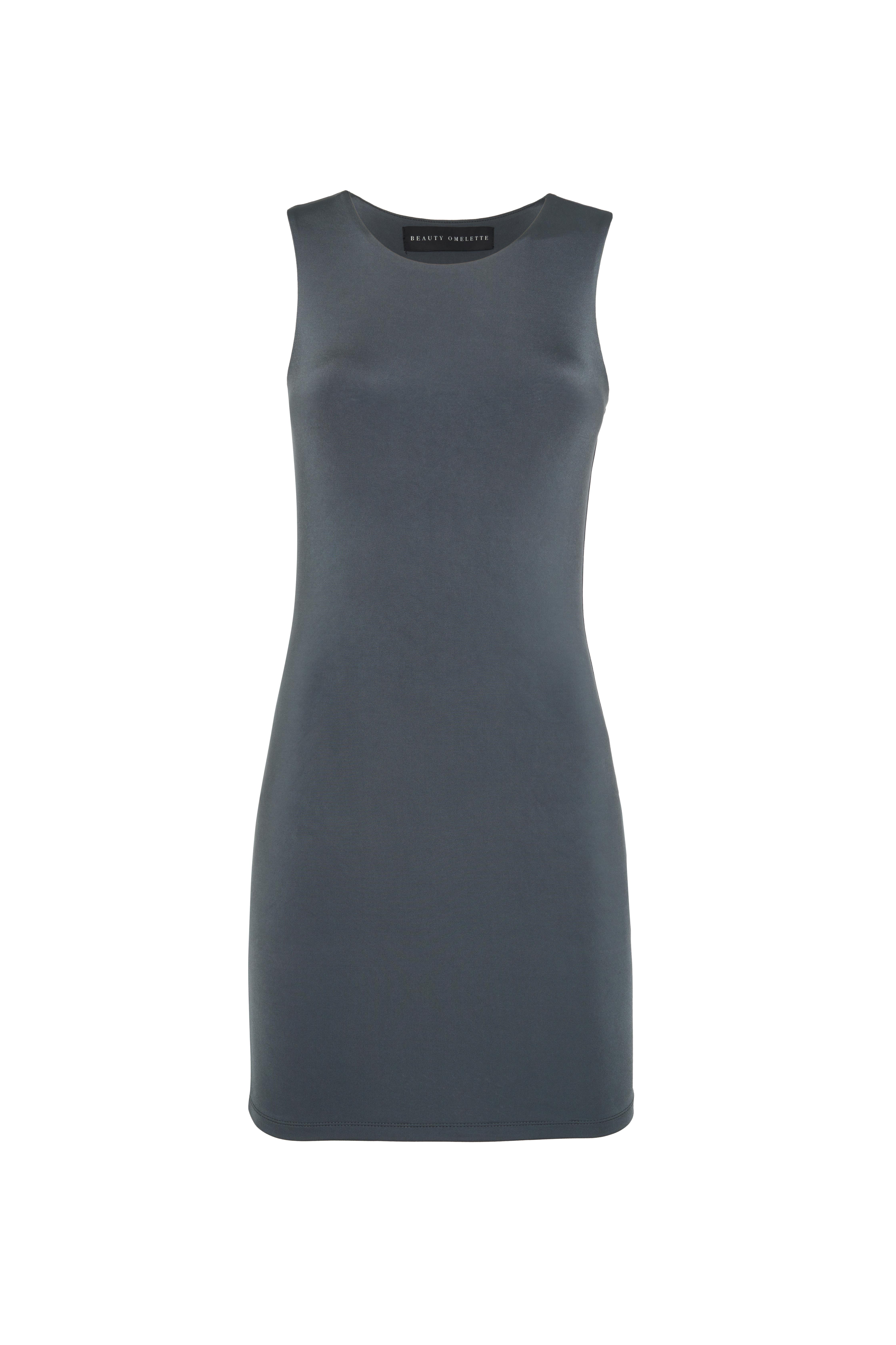 Antrasit Bisiklet Yaka Jarse  Mini Elbise
