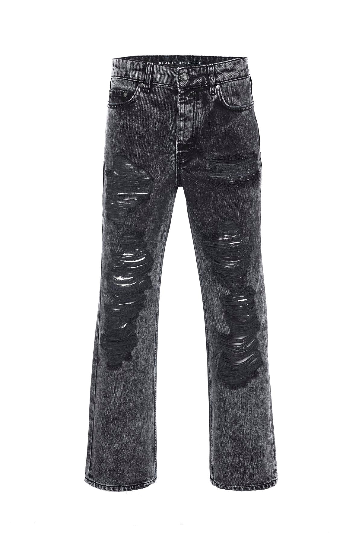 Antrasit Distressed Full Lenght Jean