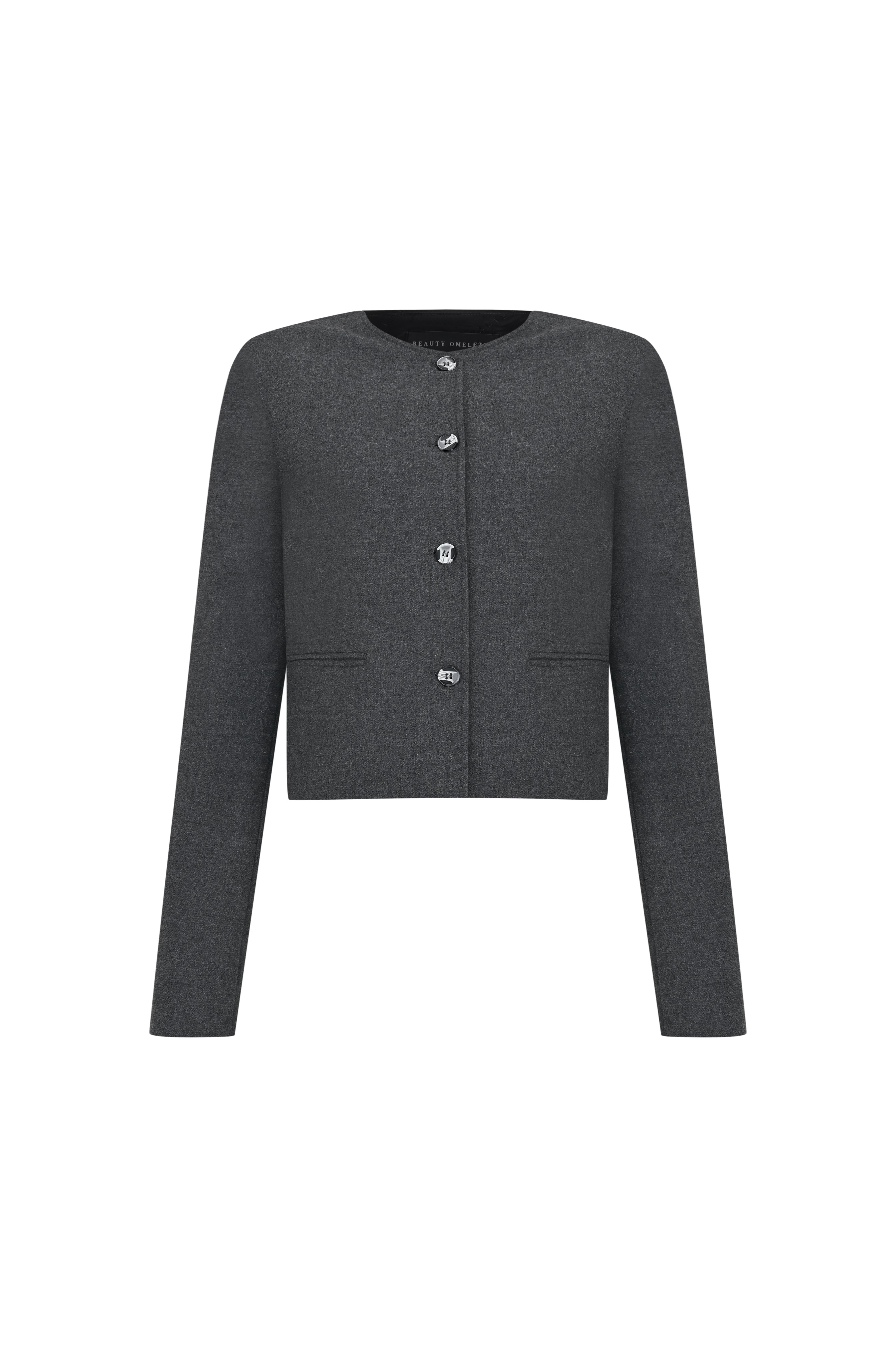 Antrasit Kutu Form Kısa Yünlü Ceket