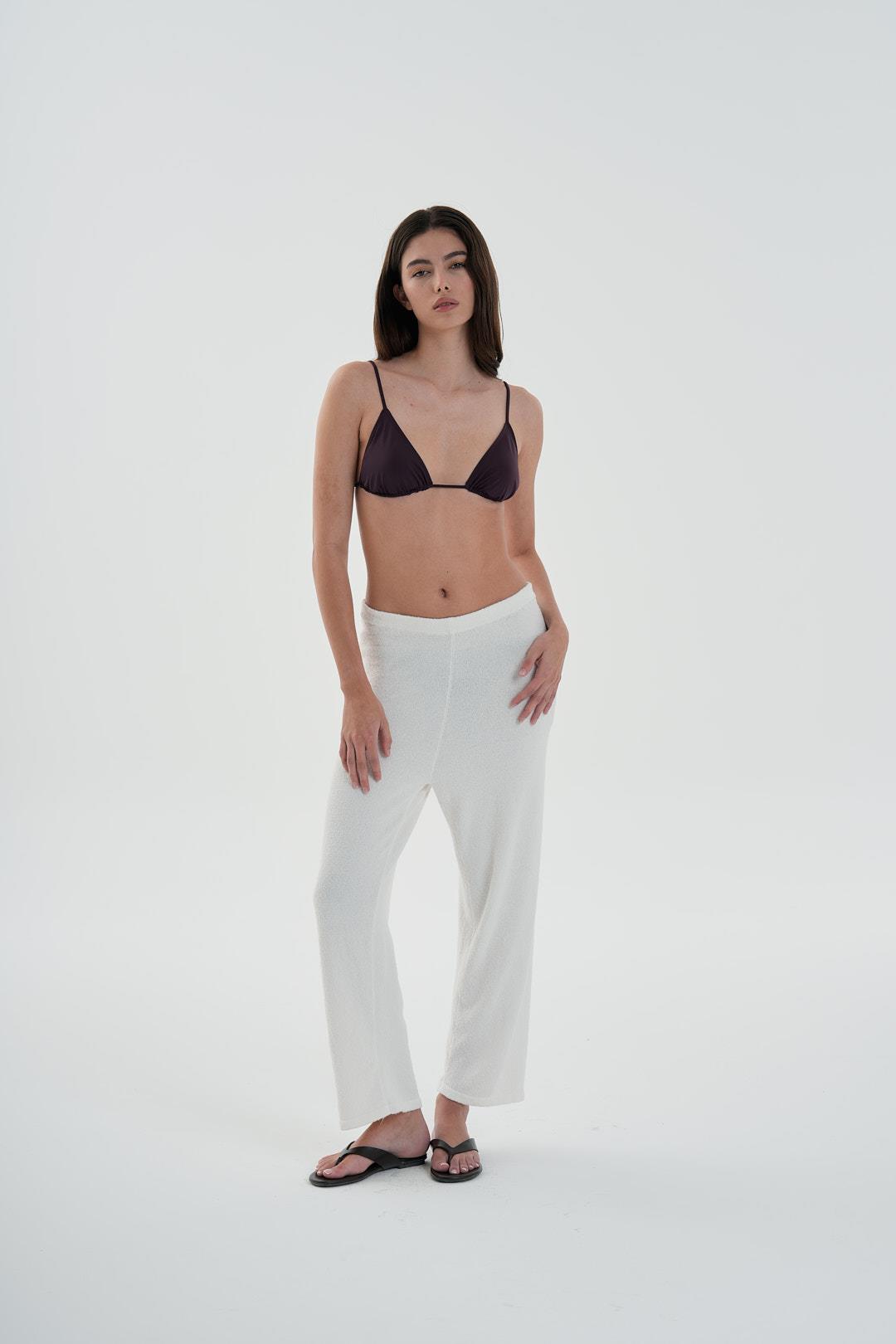 Beyaz Havlu Crop Pantolon