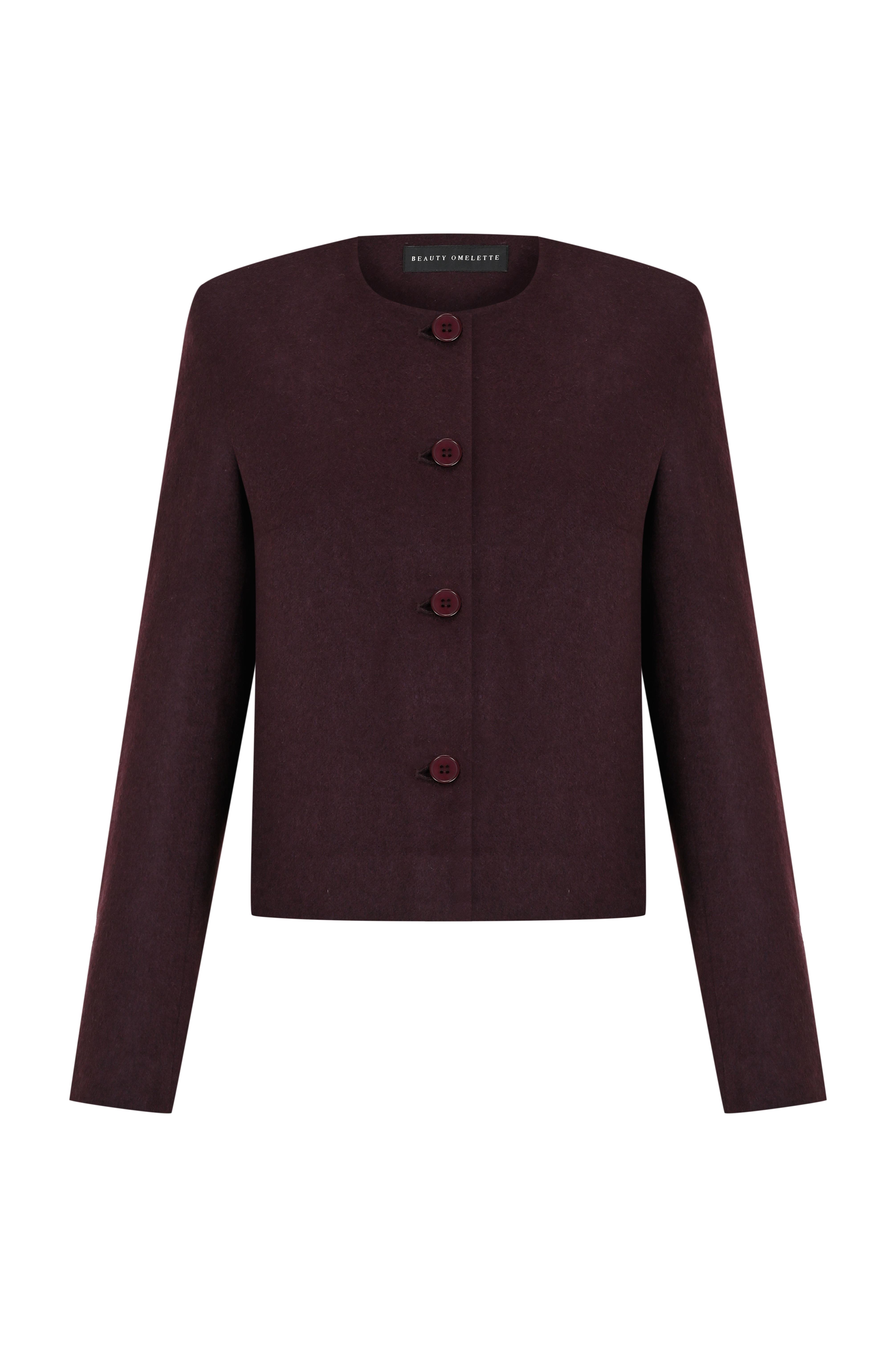 Bordo Kutu Form Yün Ceket Kaban