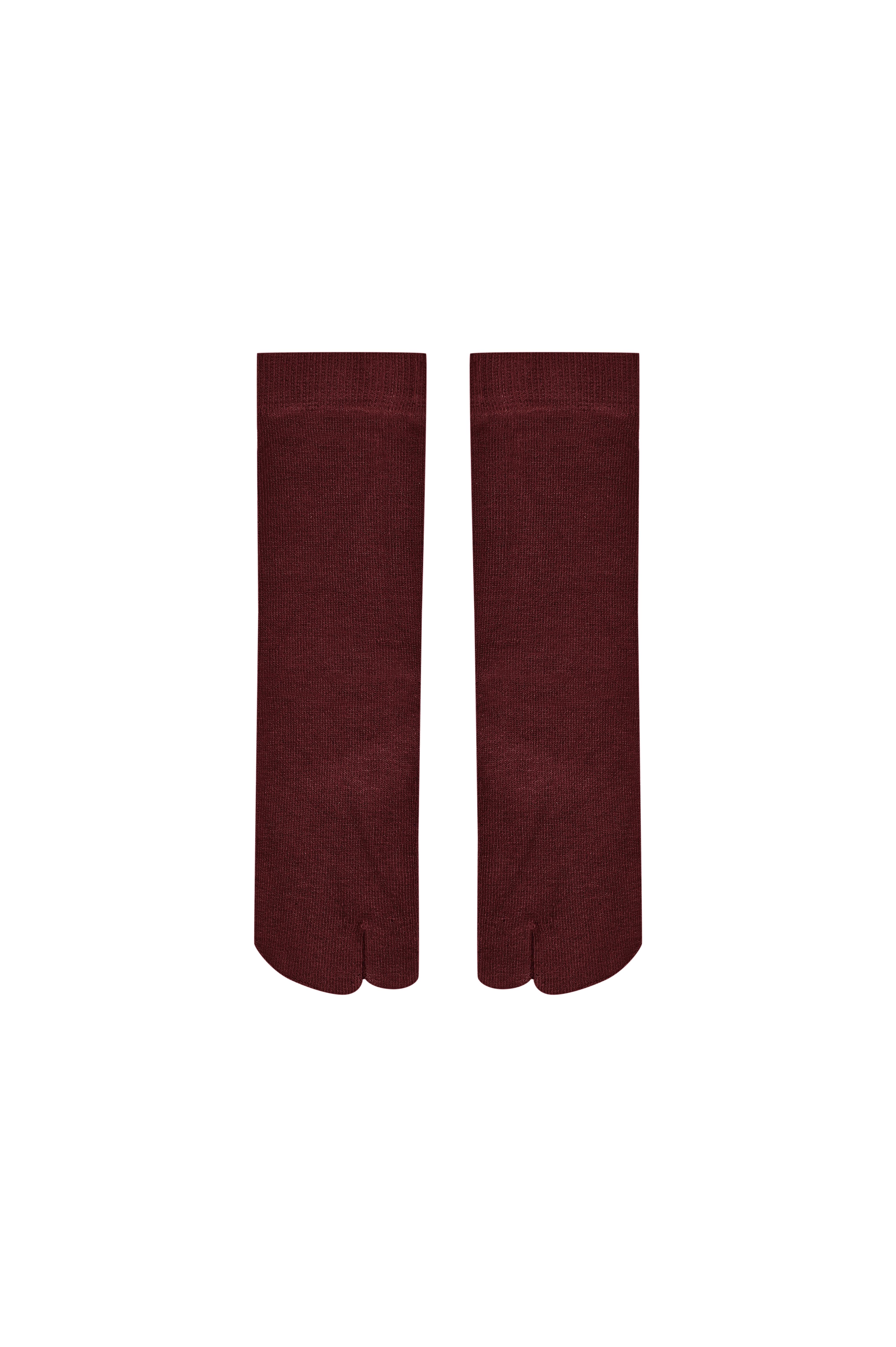 Bordo Tabi Bambu Çorap