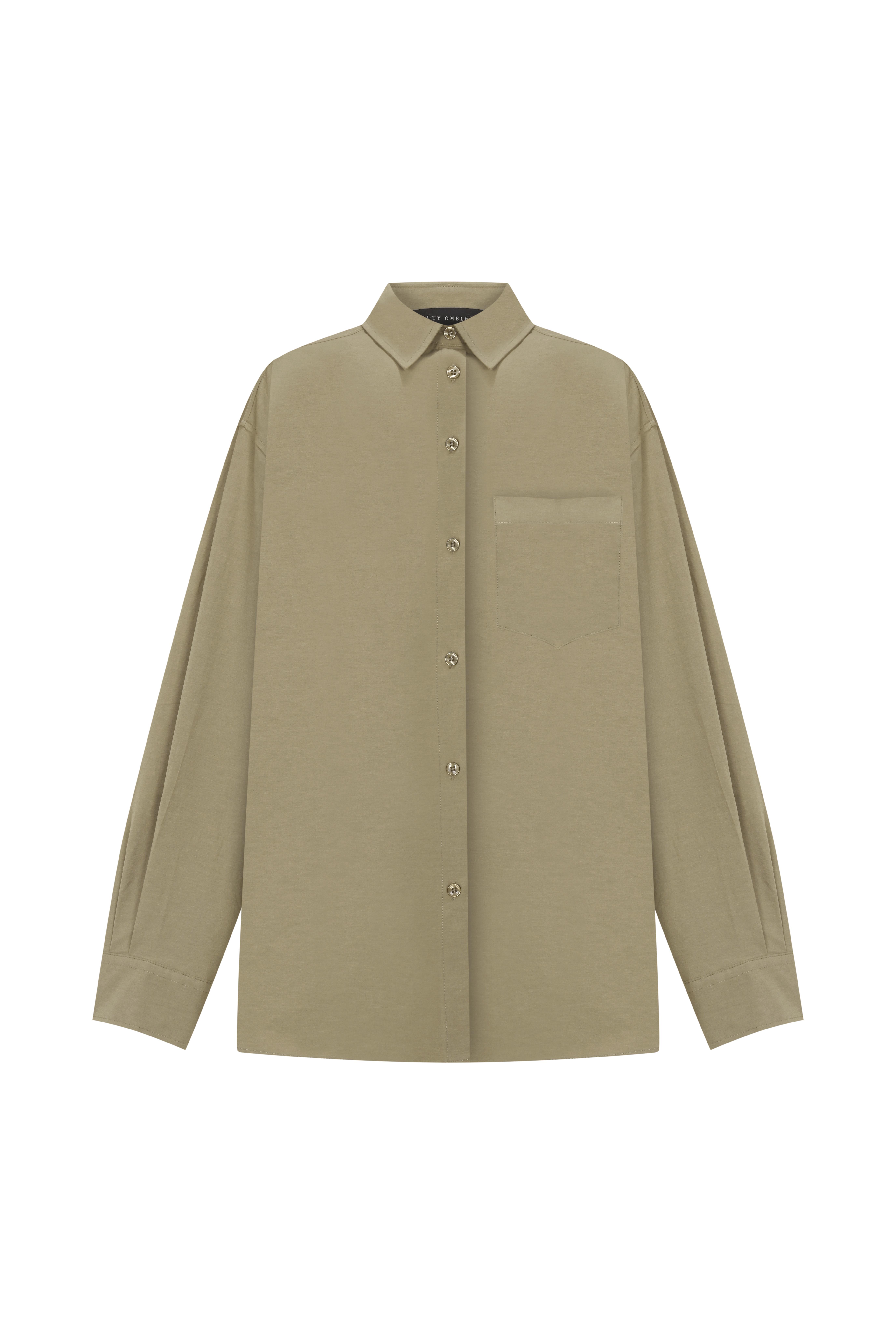 Camel Oversize Teknik Kumaş Gömlek