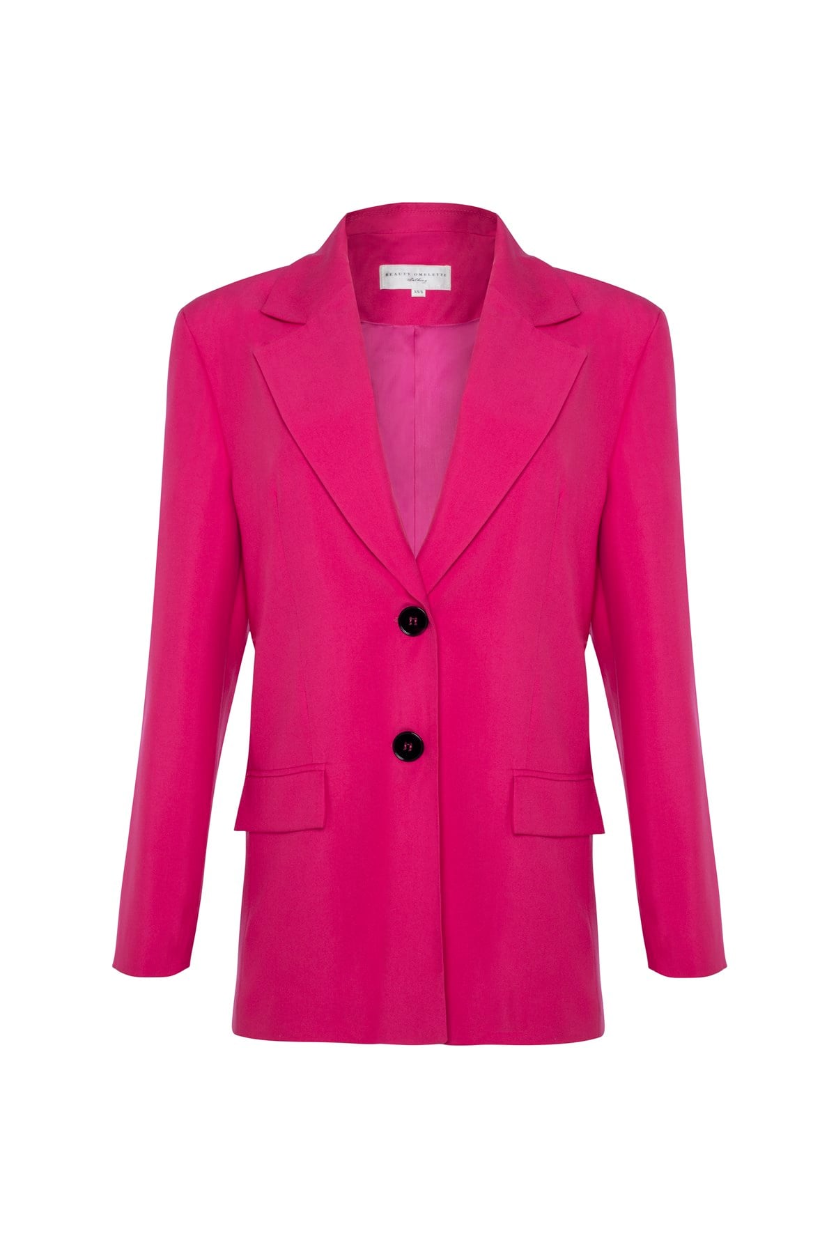 Fuşya Vatkalı Düz Kesim Oversize Blazer