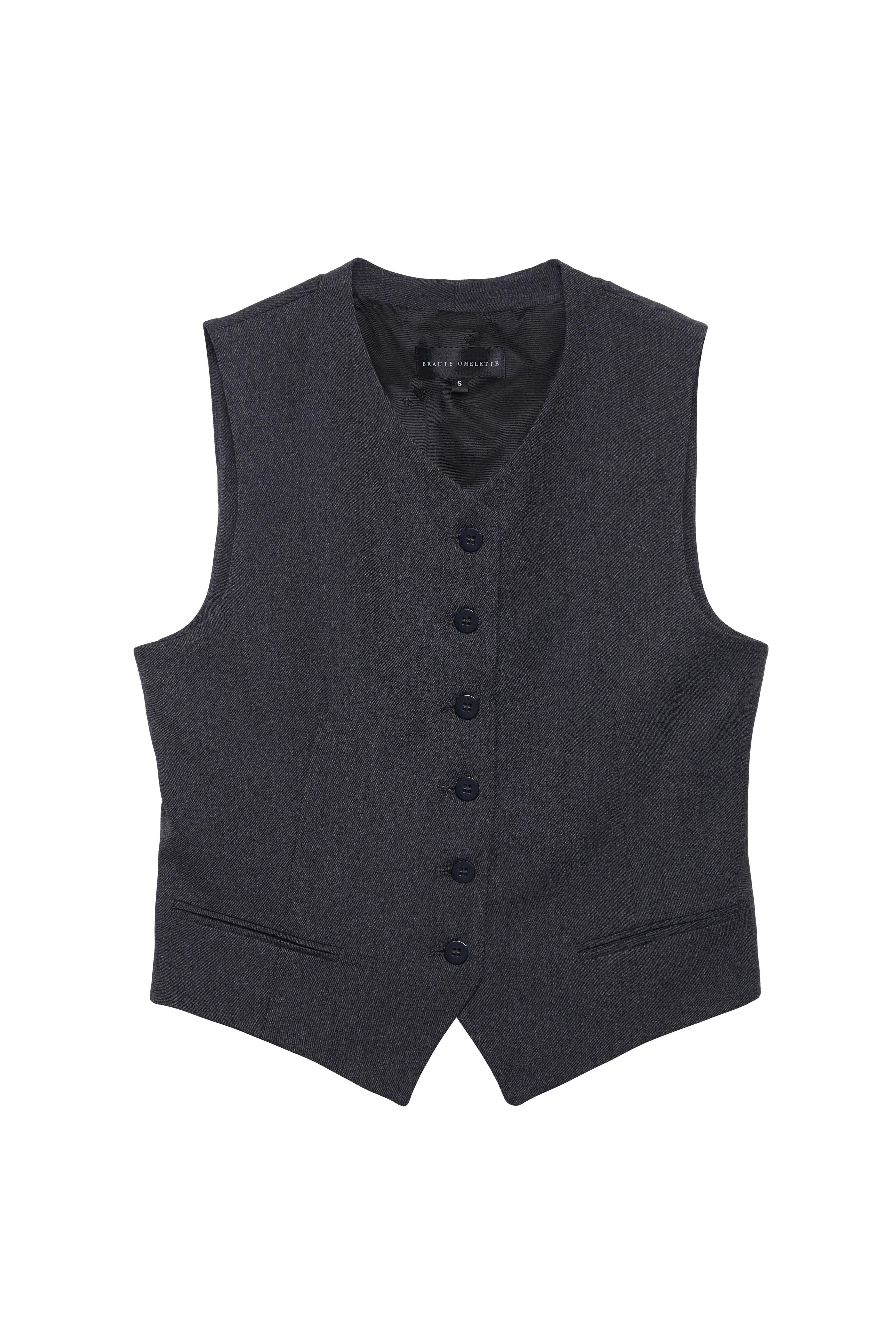 Gri Kapalı Yaka Yelek