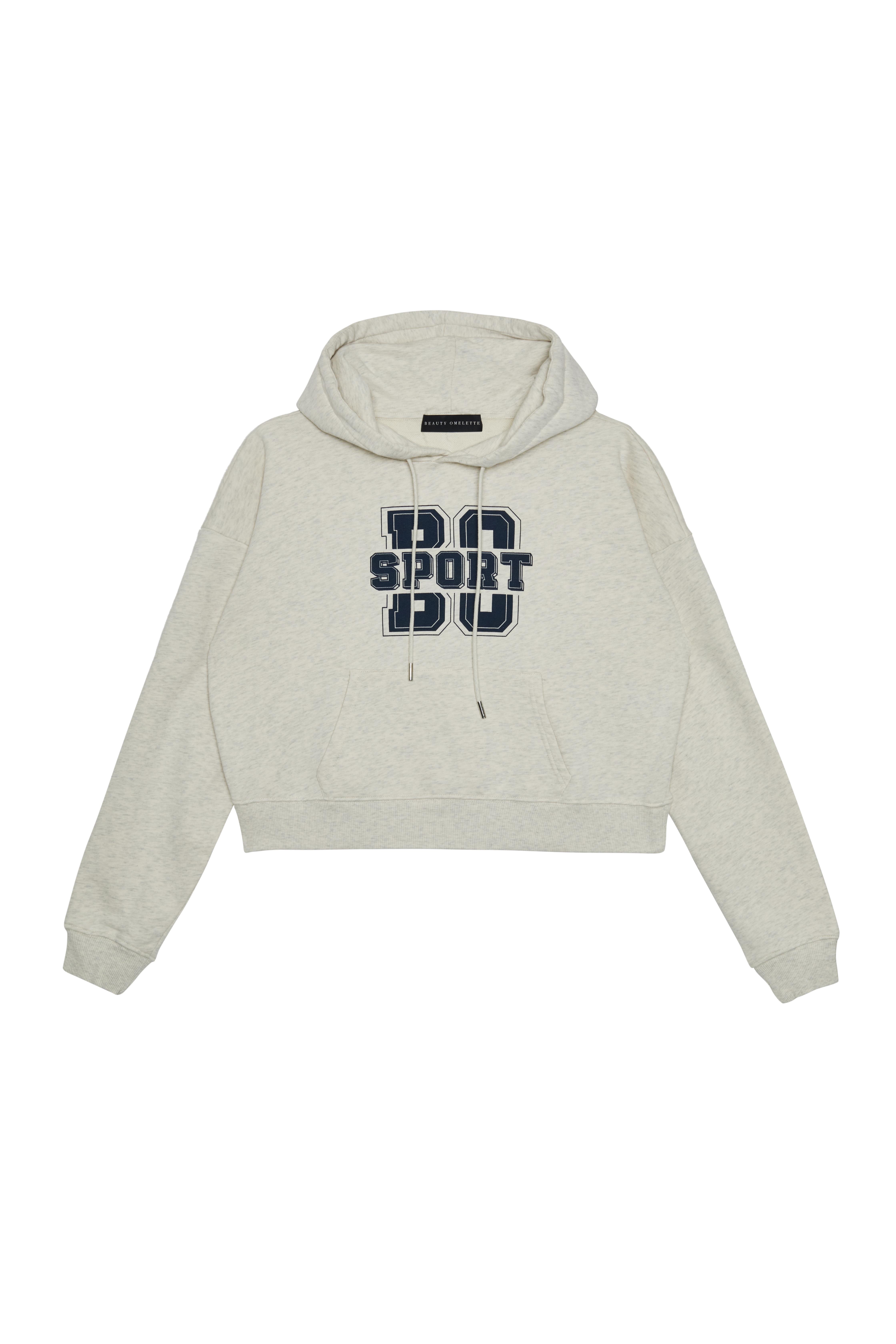Gri Melanj BO Sport Crop Hoodıe