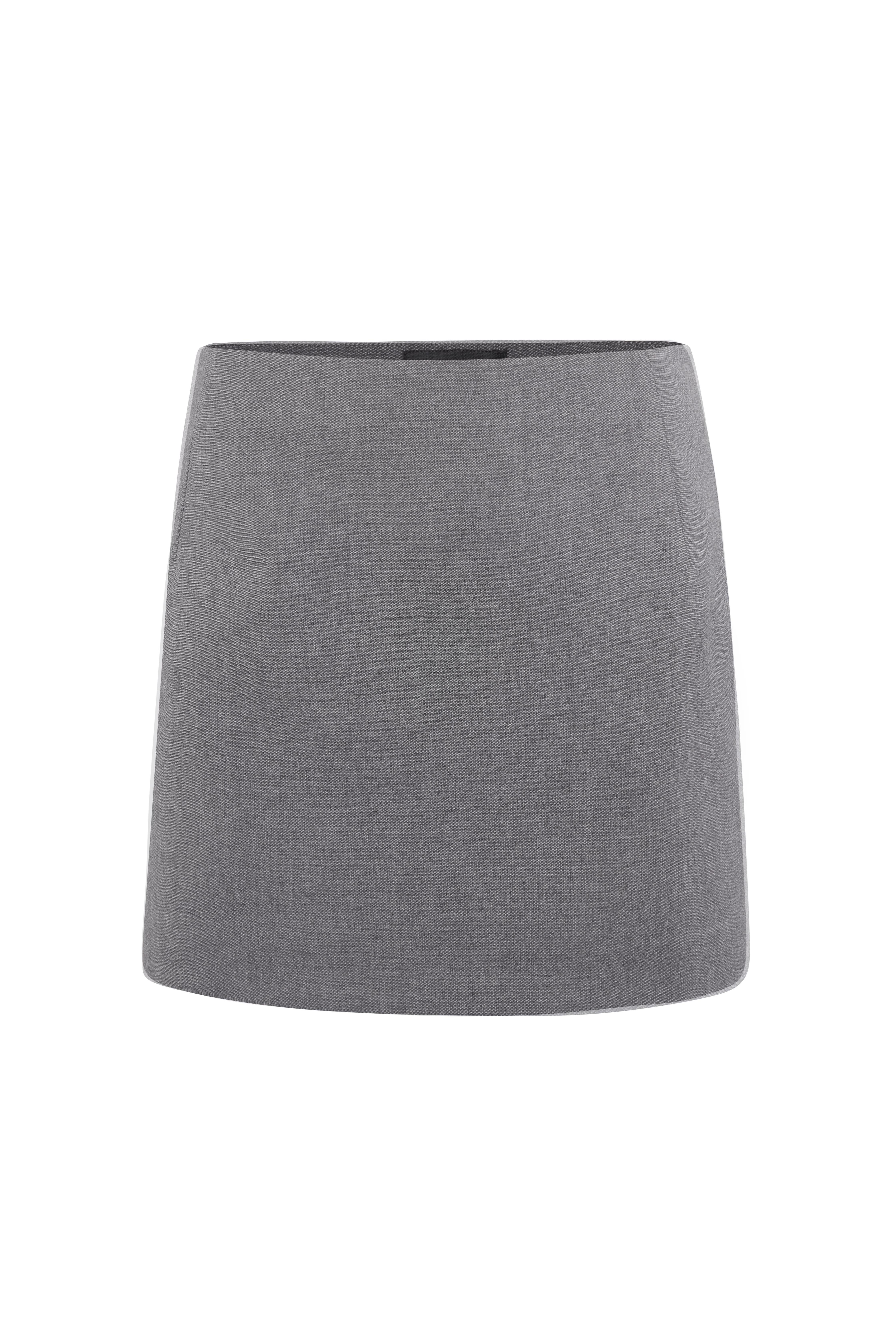 Gri Mini Yünlü Etek