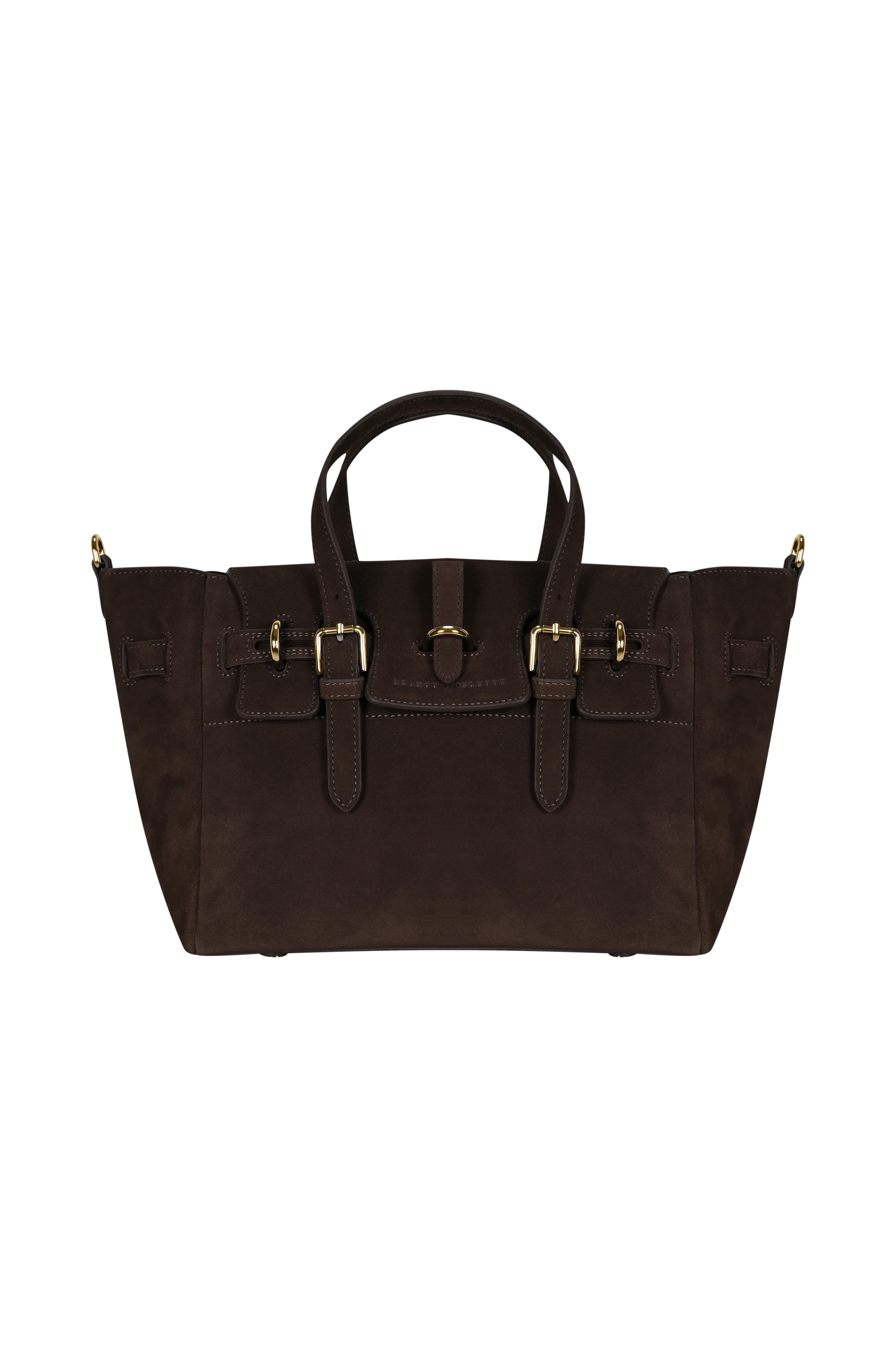 Kahverengi Gabrielle Süet Medium Bag Gold