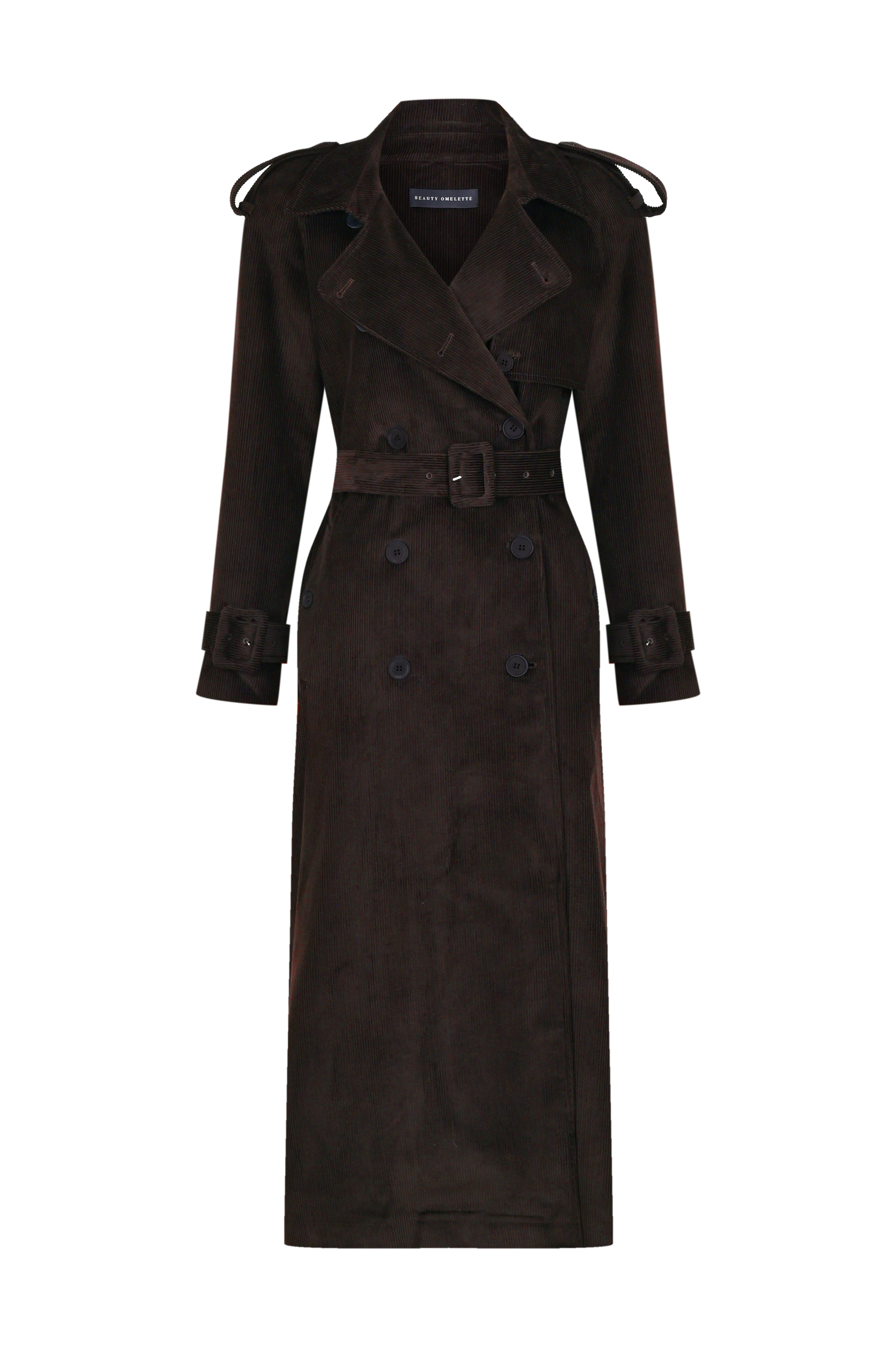 Kahverengi Kadife Oversıze Trenchcoat