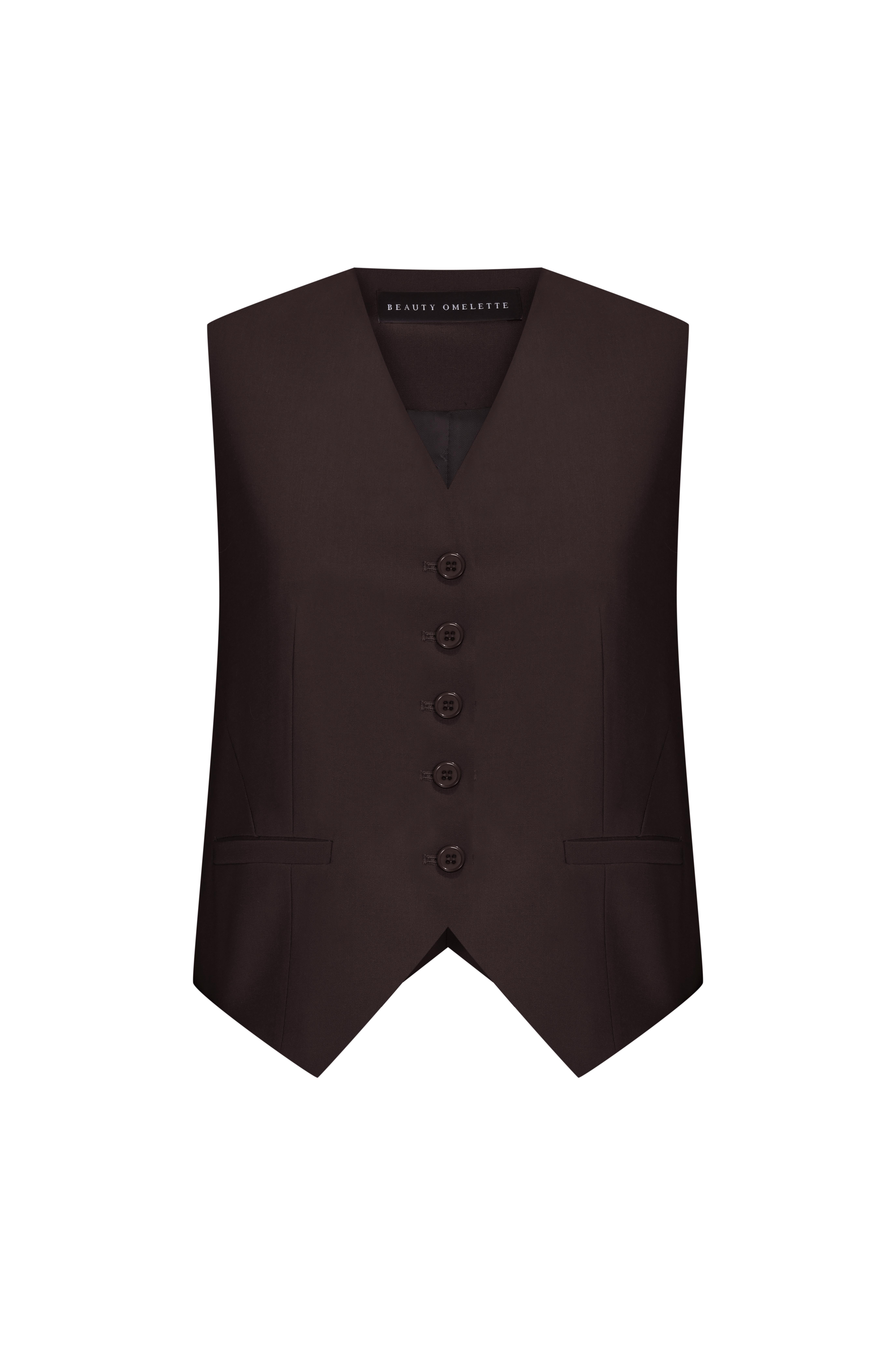 Kahverengi V Yaka Yünlü Yelek