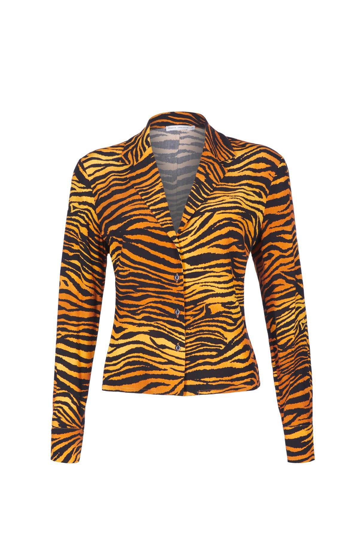 Kaplan Baskılı Şömizye Yaka Gömlek