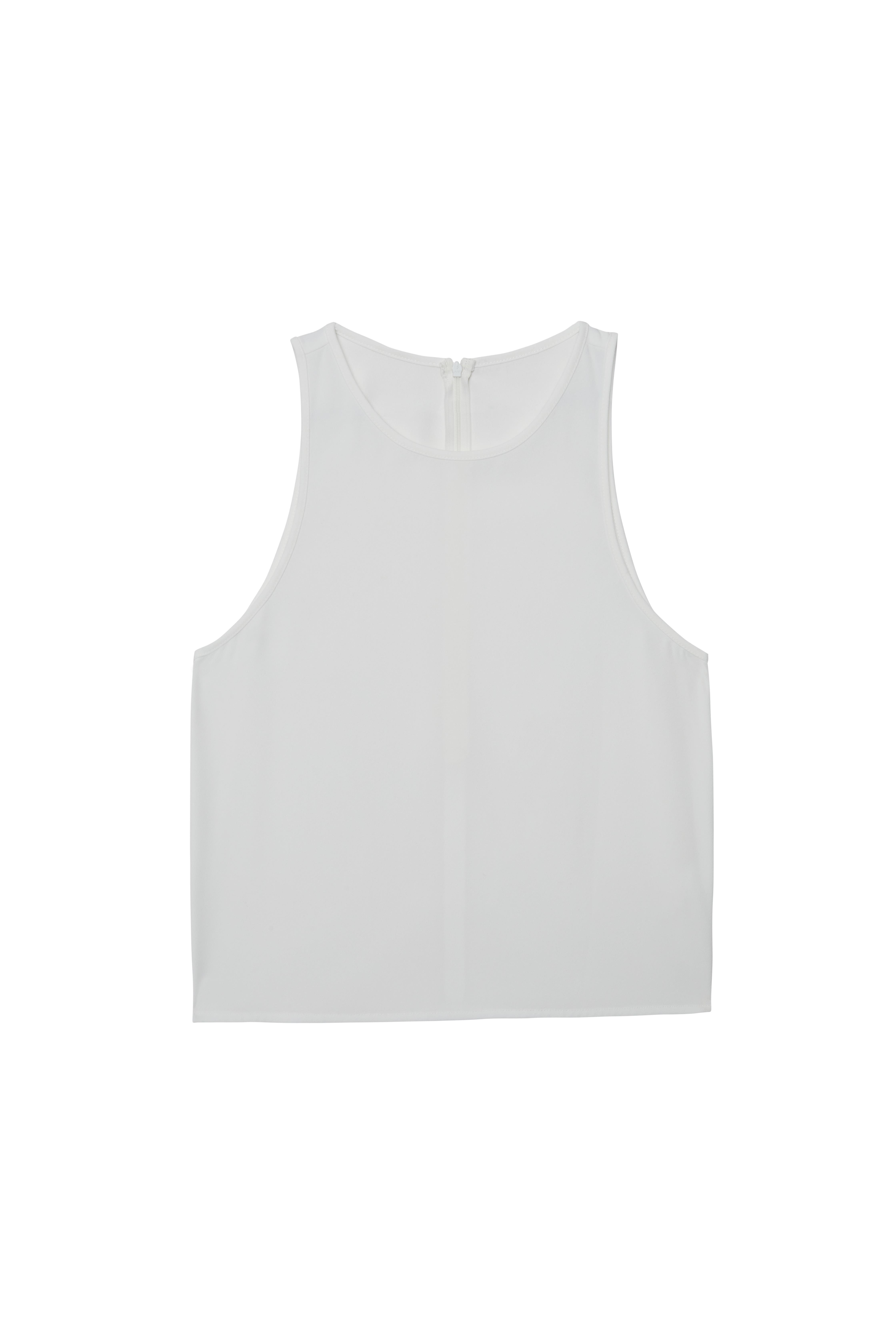 Kırık Beyaz Kolsuz Krep Bluz