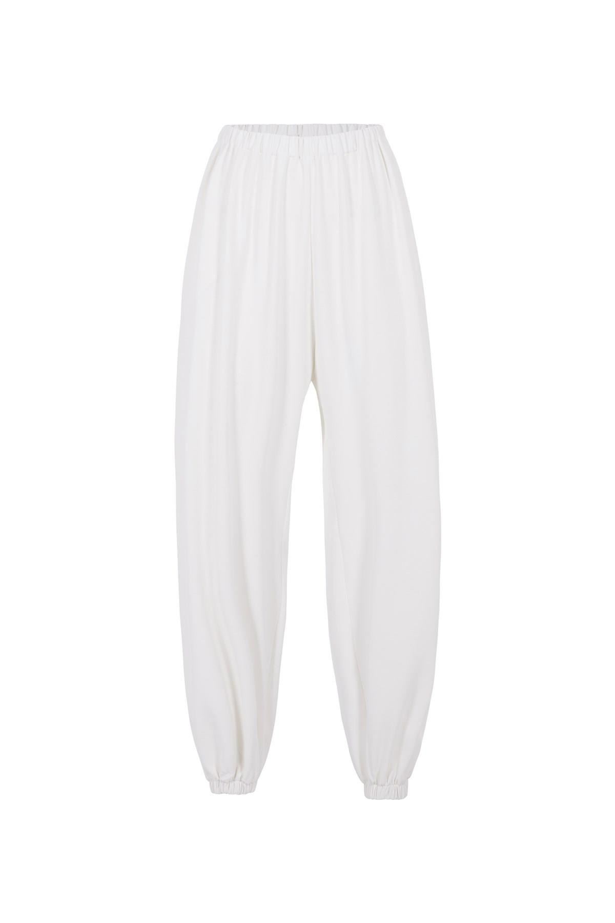 Kırık Beyaz Krep Harem Pantolon