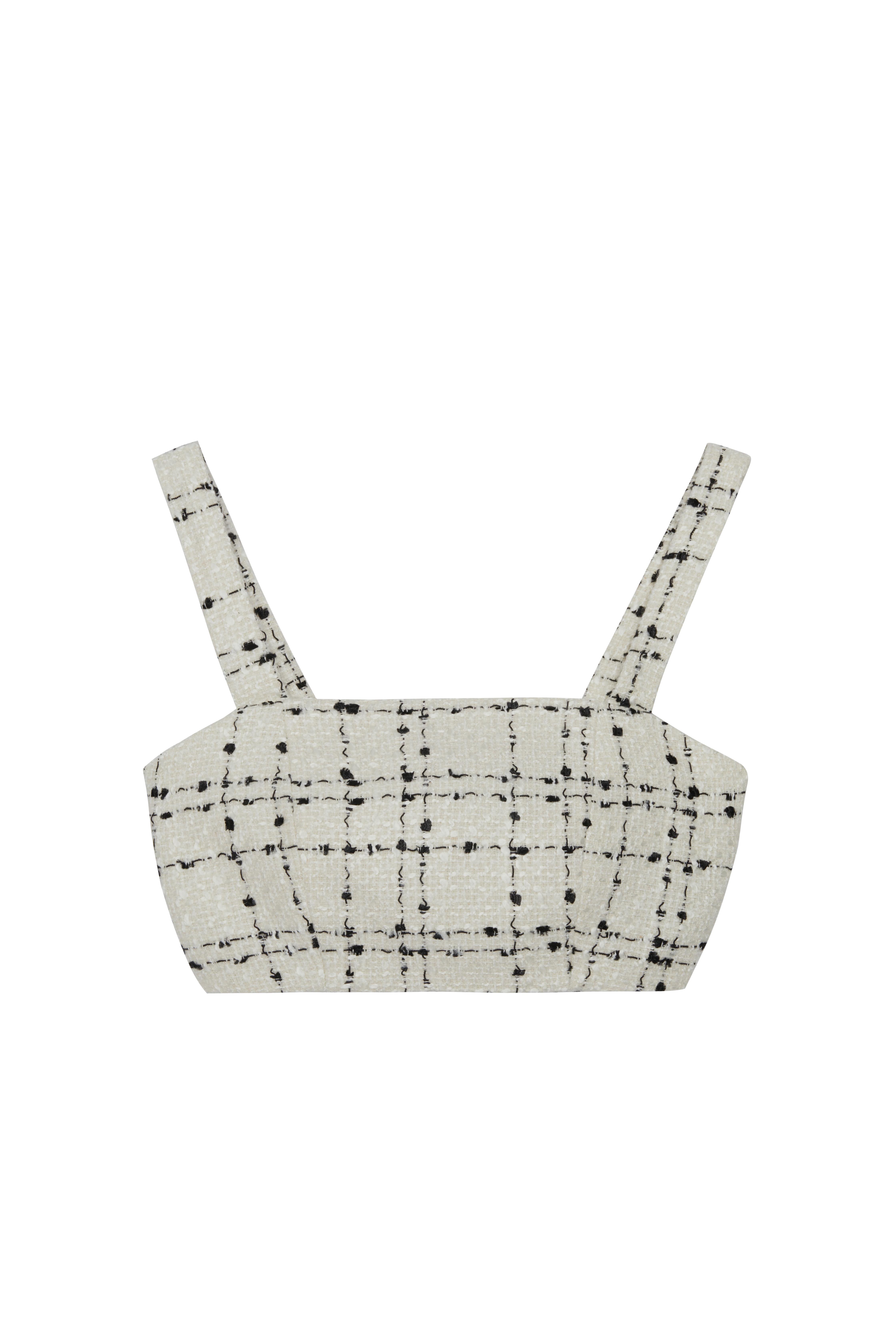 Kırık Beyaz Tüvit Crop Top