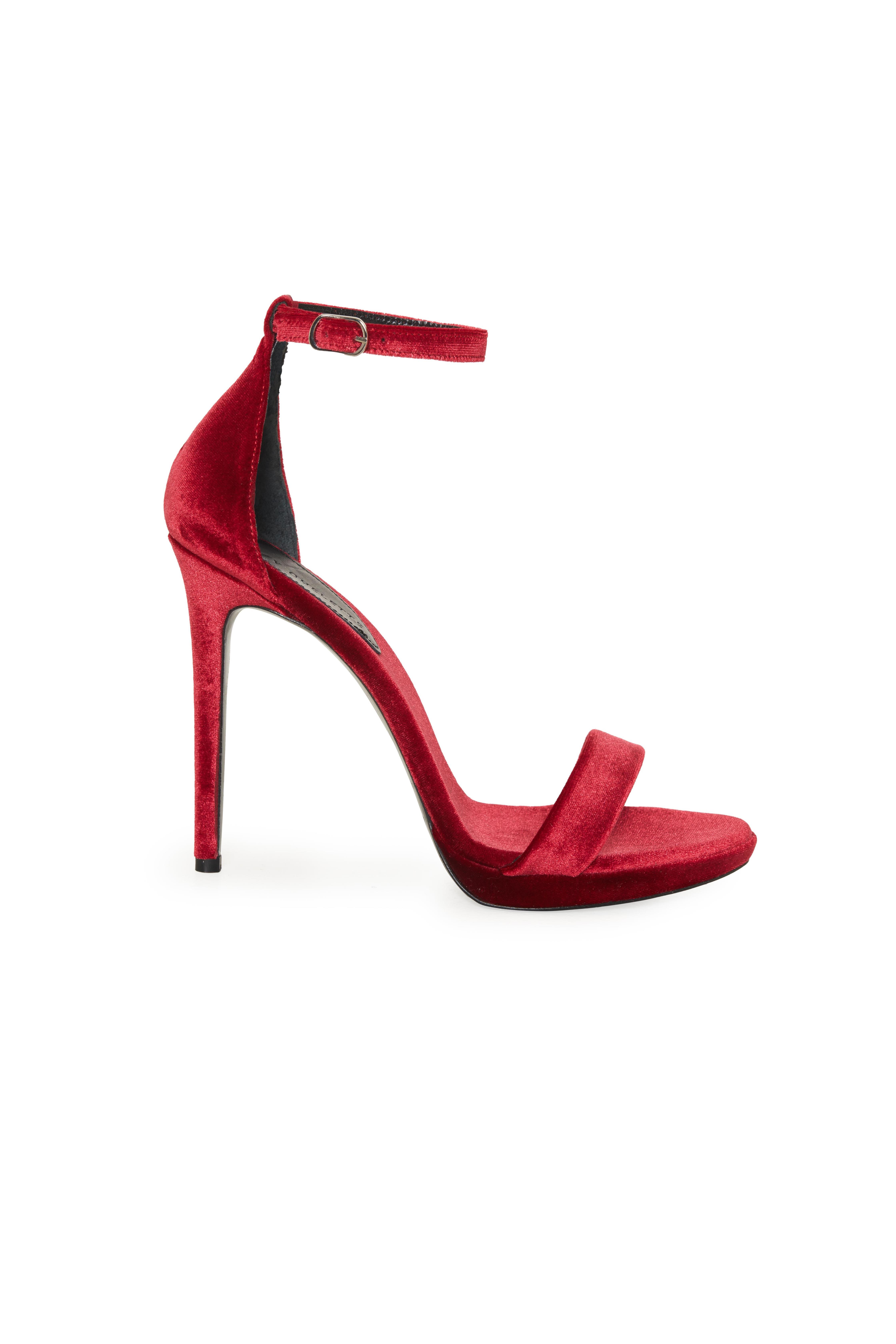 Kırmızı Kadife Kalın Taban Anna