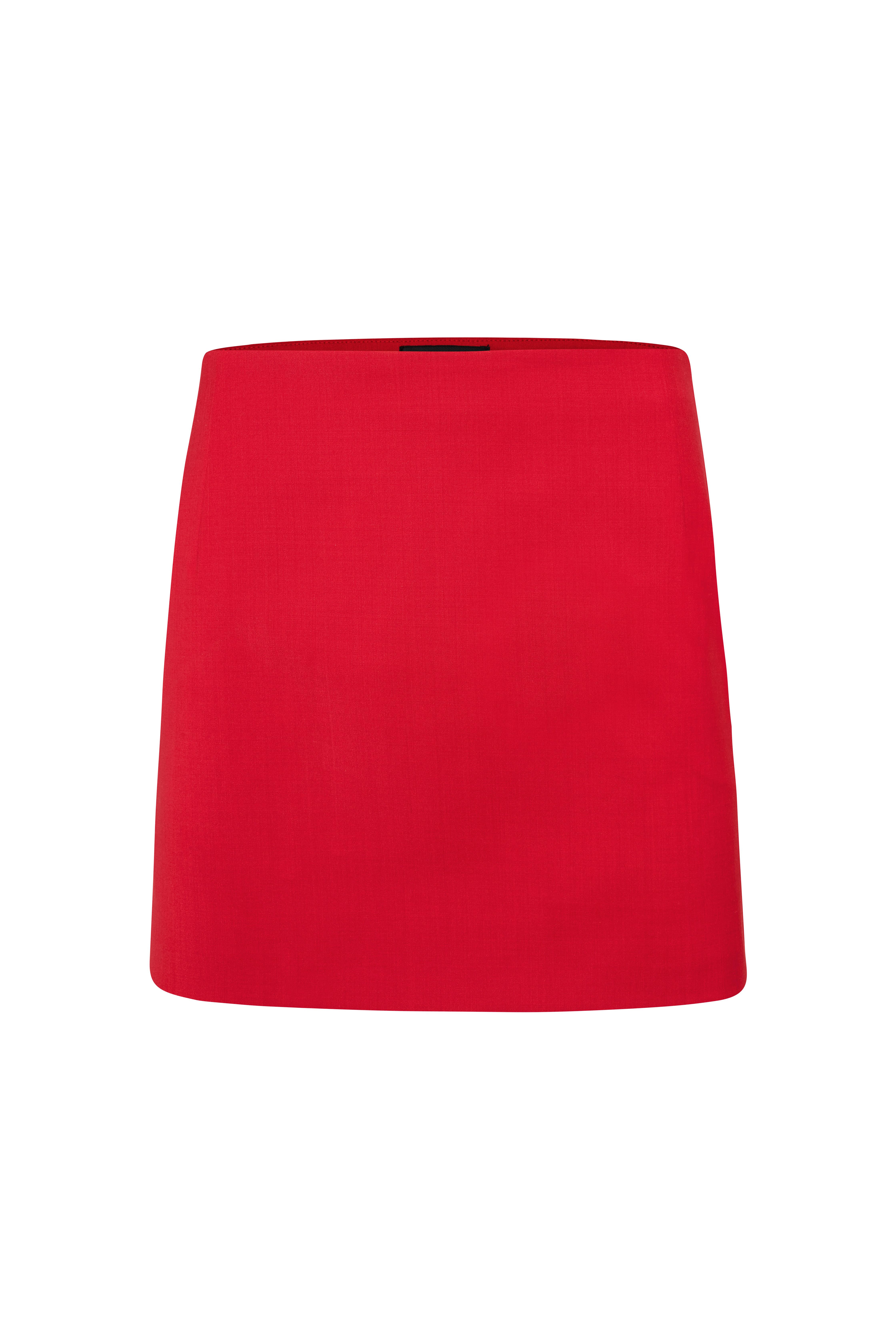 Kırmızı Mini Yünlü Etek