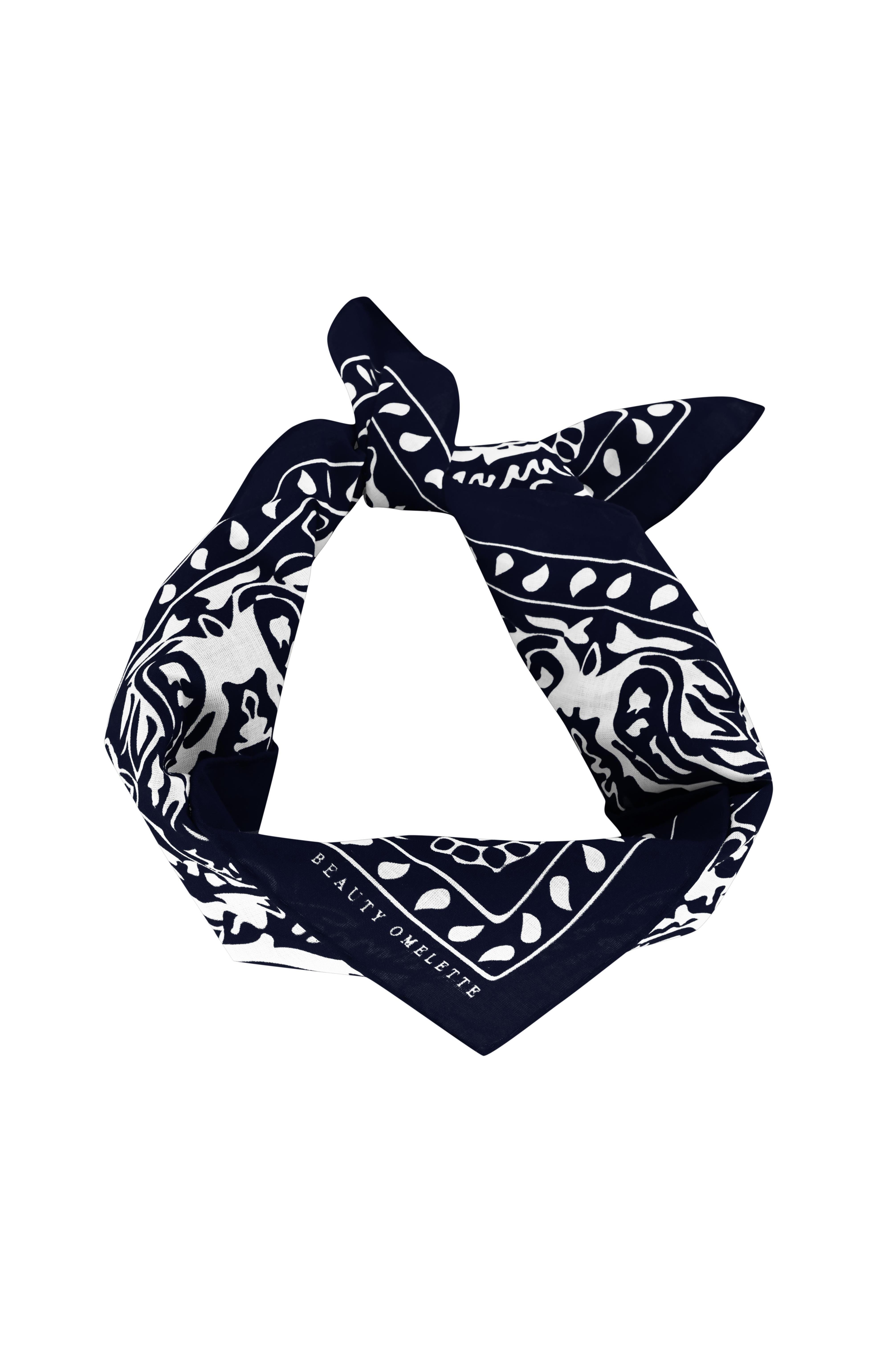 Lacivert Şal Desen 55x55 Pamuk Fular