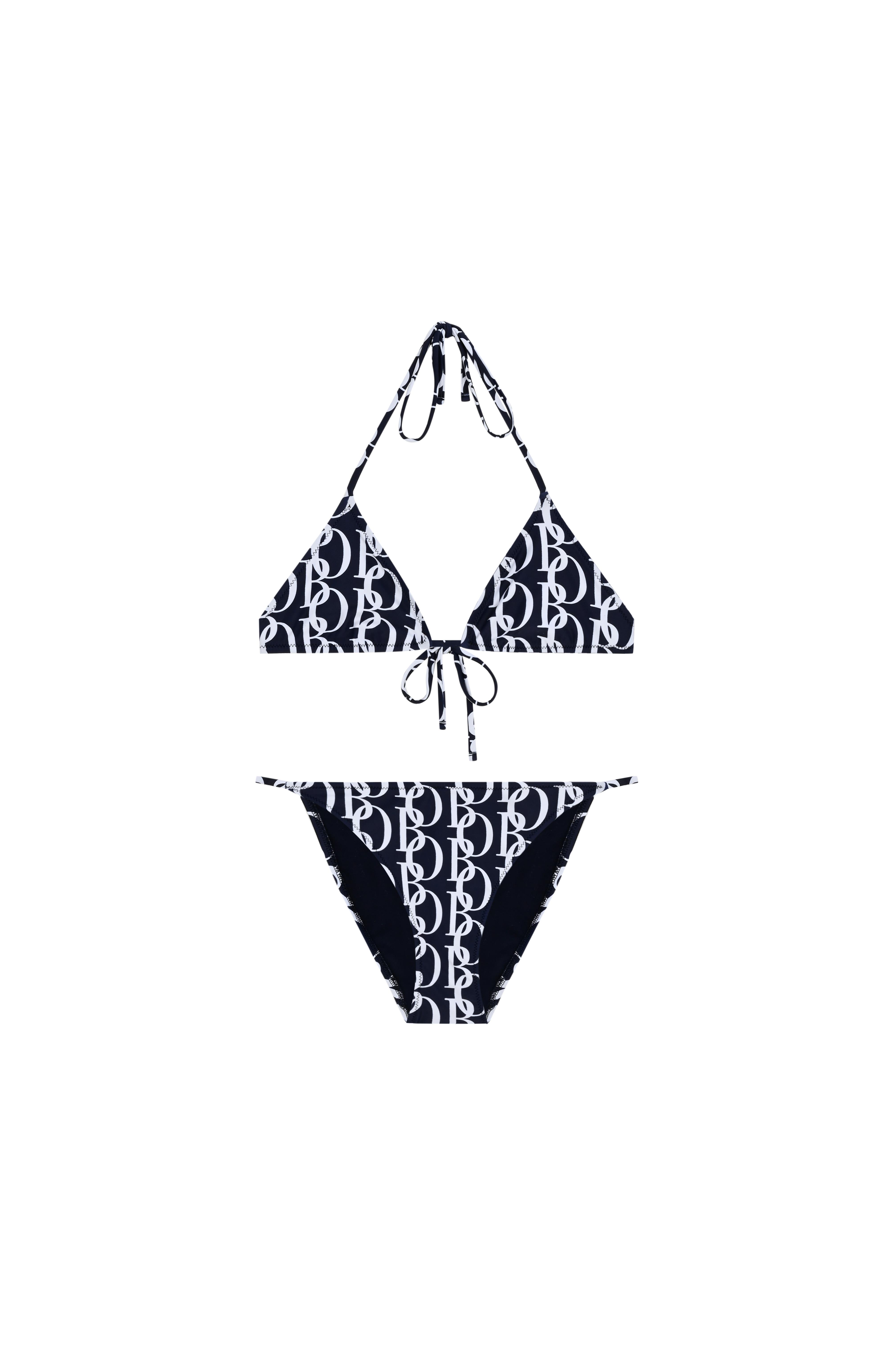 Lacivert Zincir Logolu Bağlamalı Üçgen Bikini