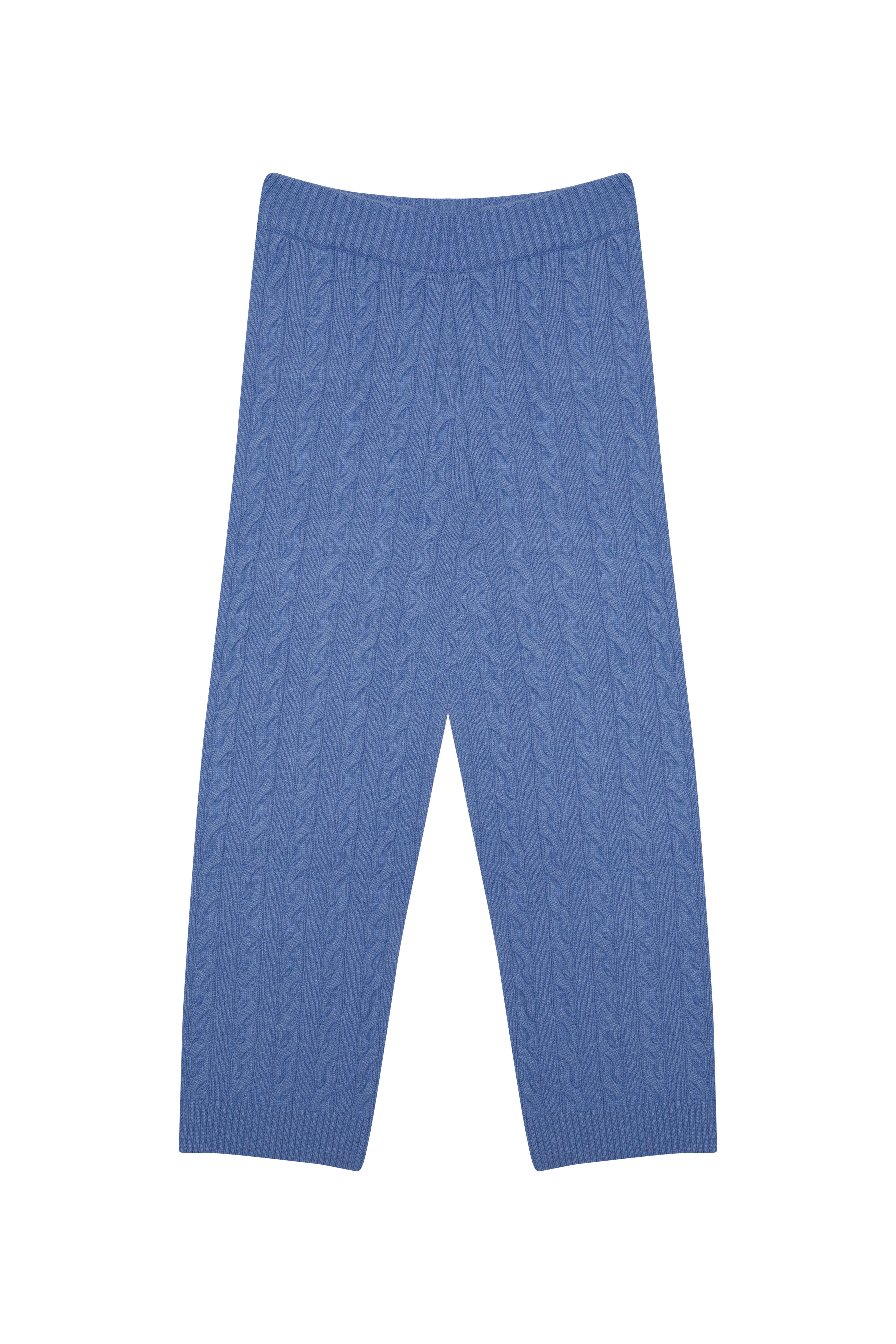 Mavi Saç Örgülü Yün Pantolon