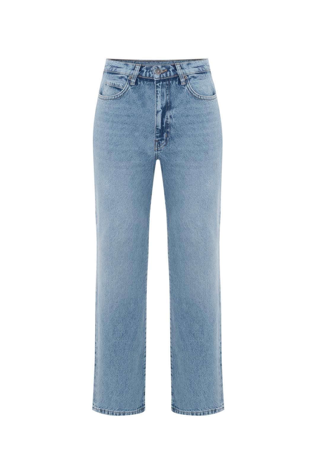 Orta Mavi Mid Waist Straight Fit Jean