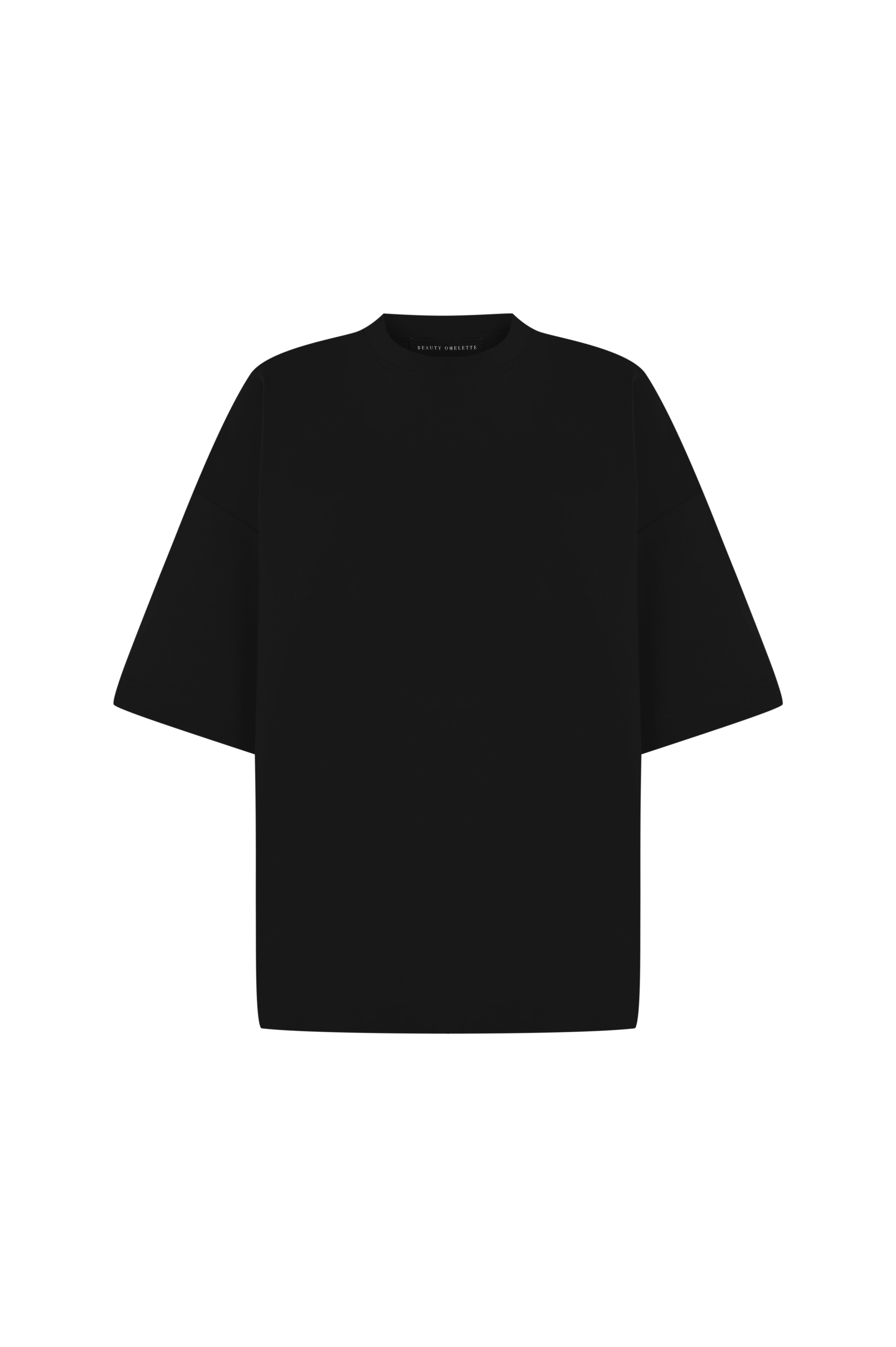 Siyah Bisiklet Yaka Oversize Tshirt