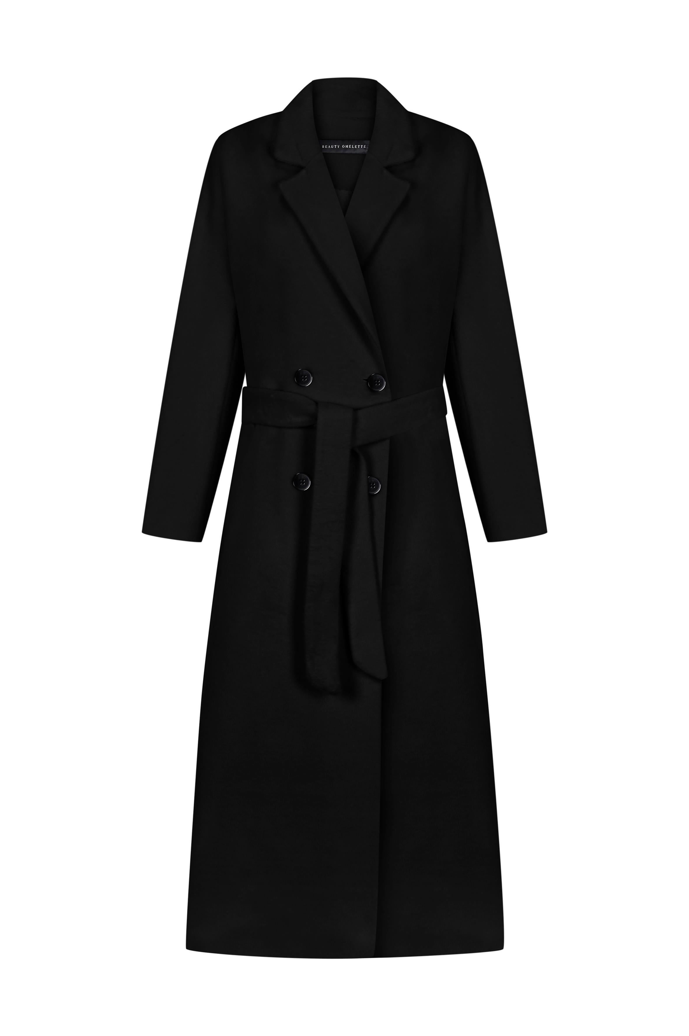 Siyah İstanbul Alpaka Klasik Palto