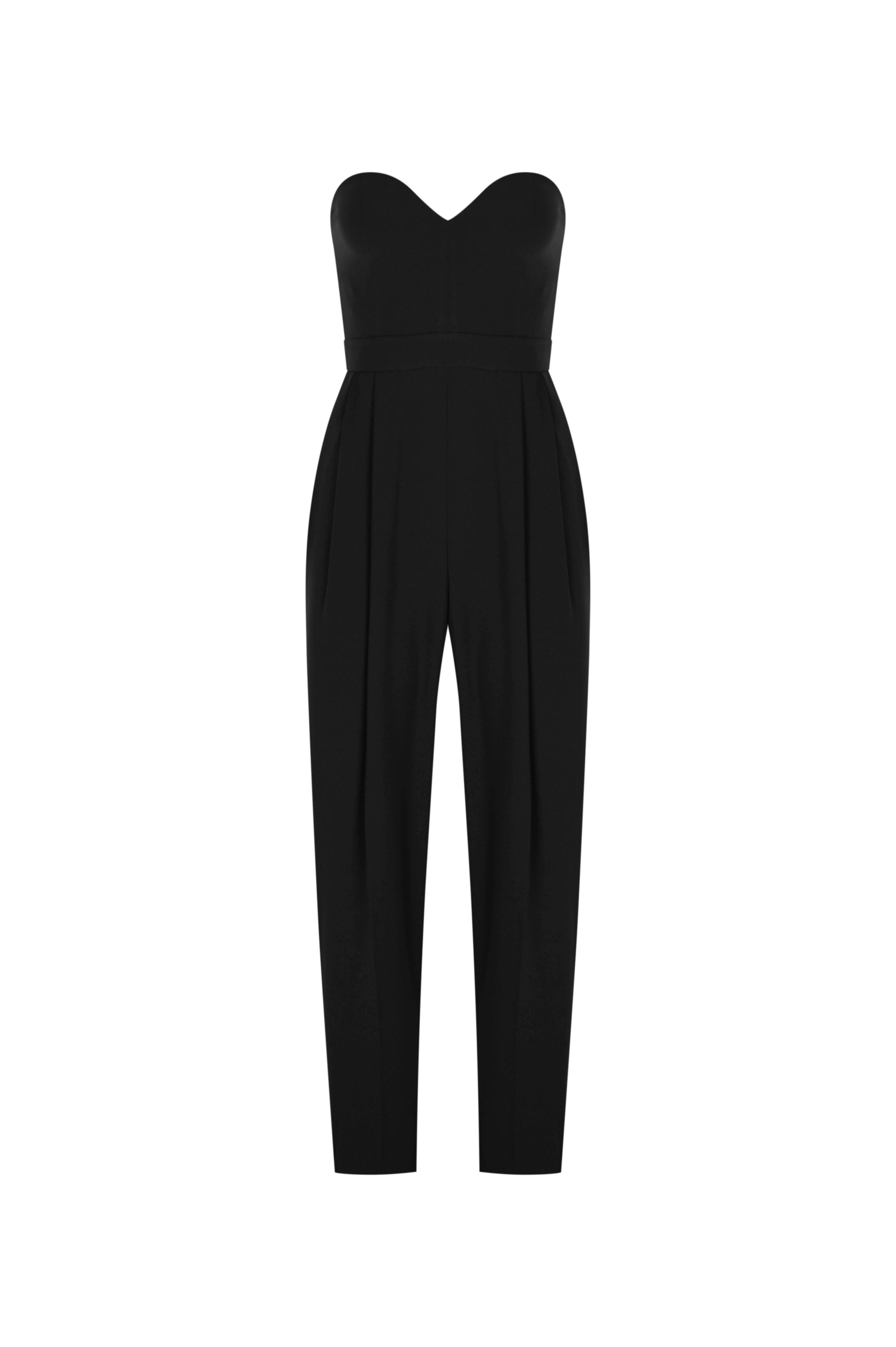 Siyah Kalp Yaka Krep Tulum