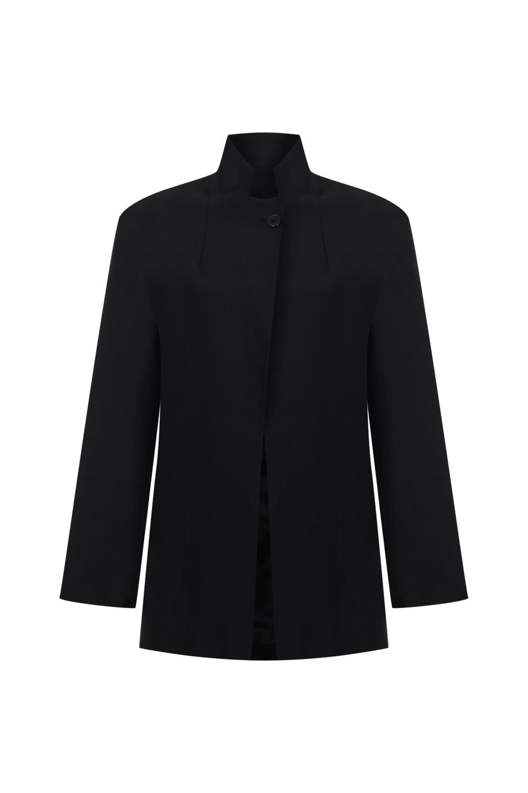 Siyah Keten Blazer