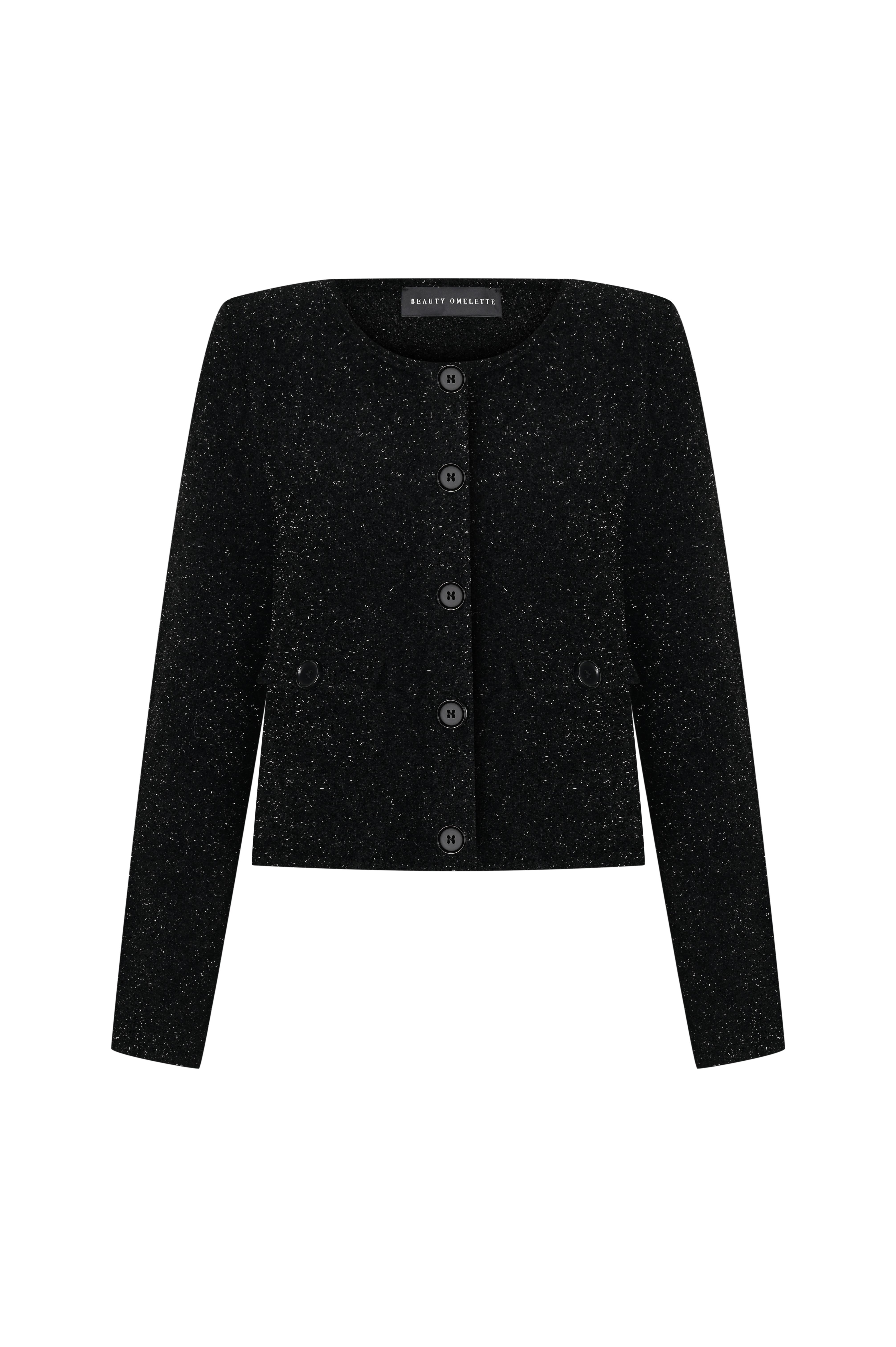 Siyah Kutu Form Simli Ceket