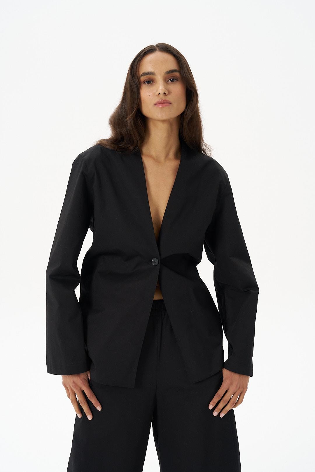 Siyah Poplin Gömlek Ceket