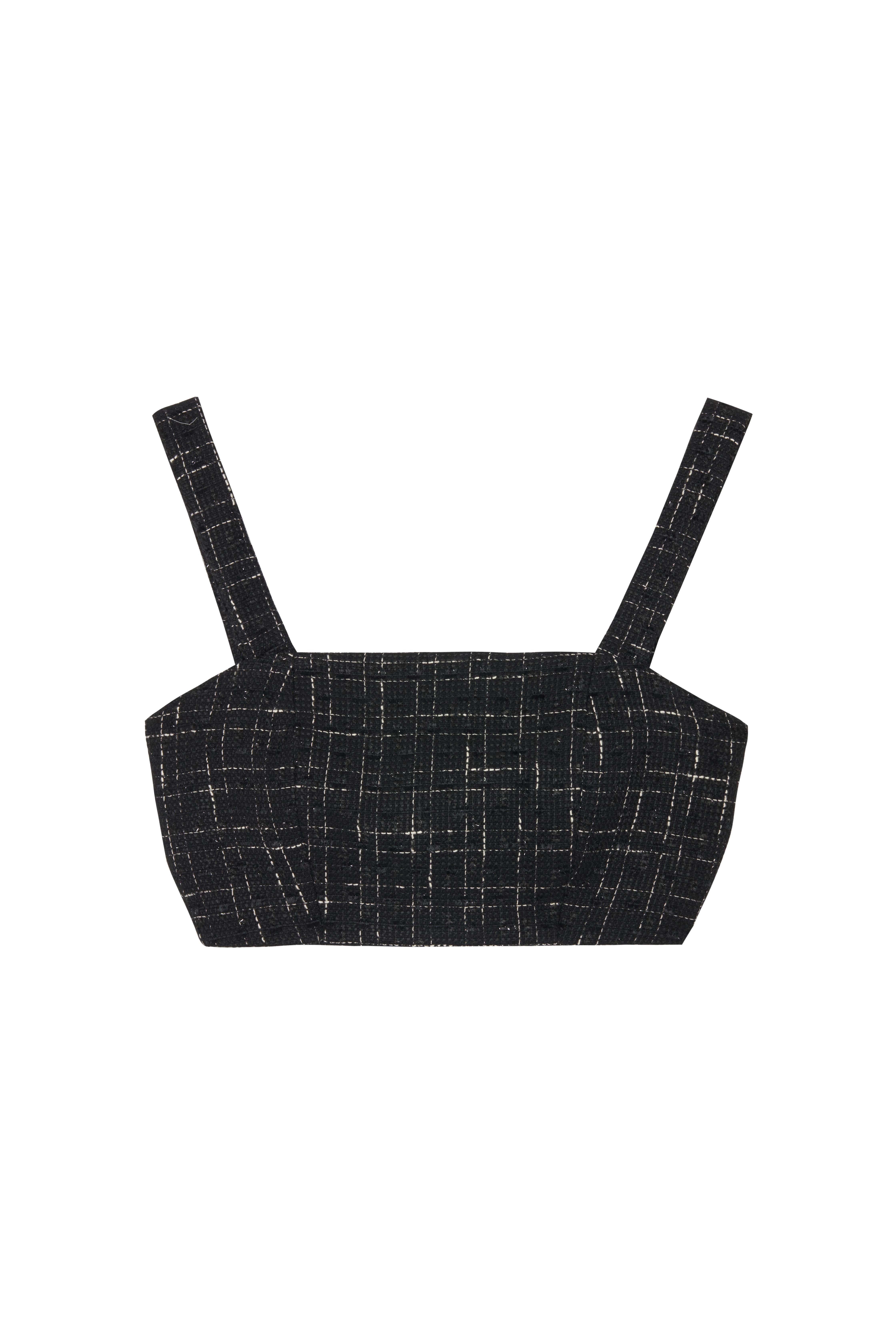 Siyah Tüvit Crop Top