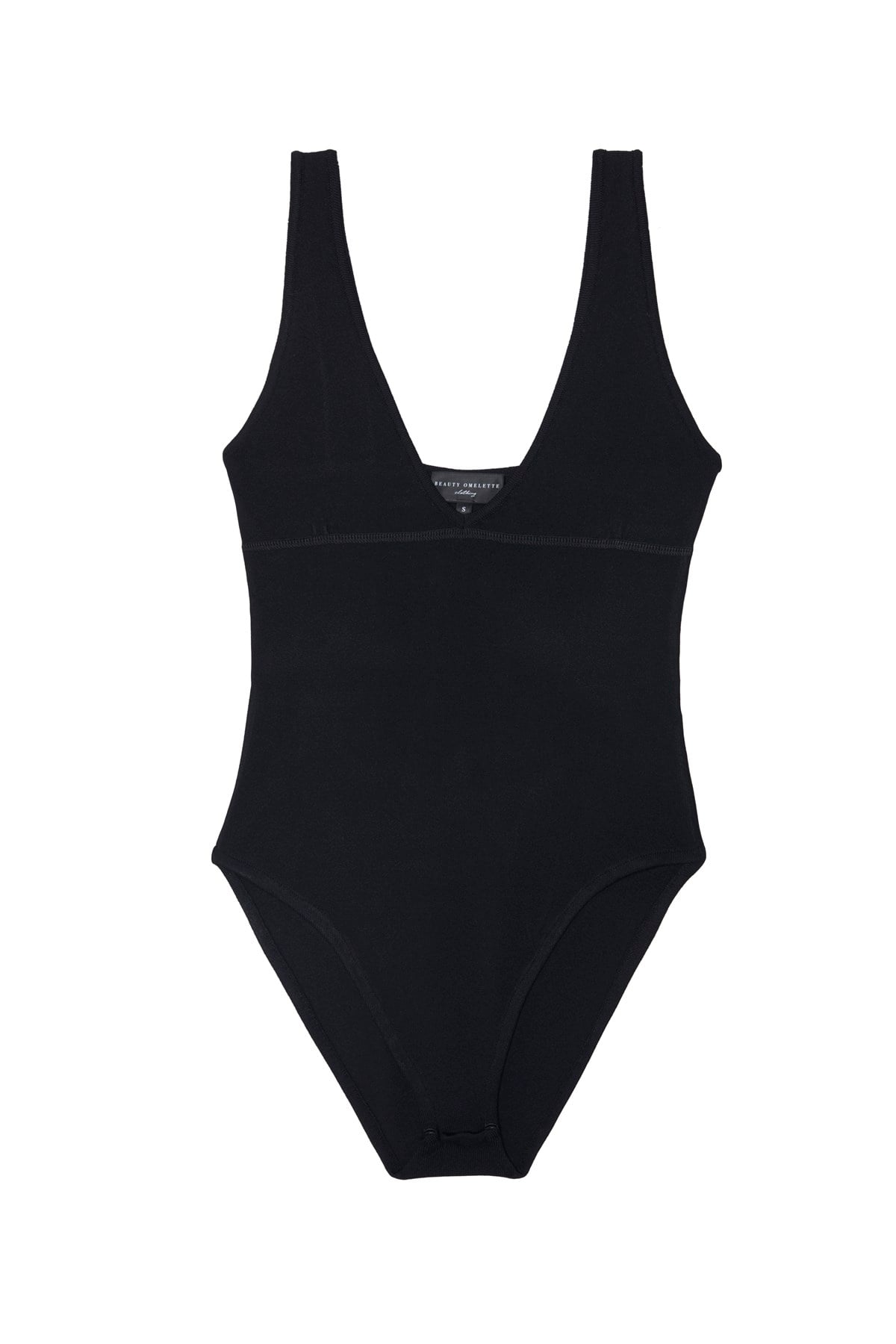 Siyah V Yaka Kolsuz Triko Bodysuit