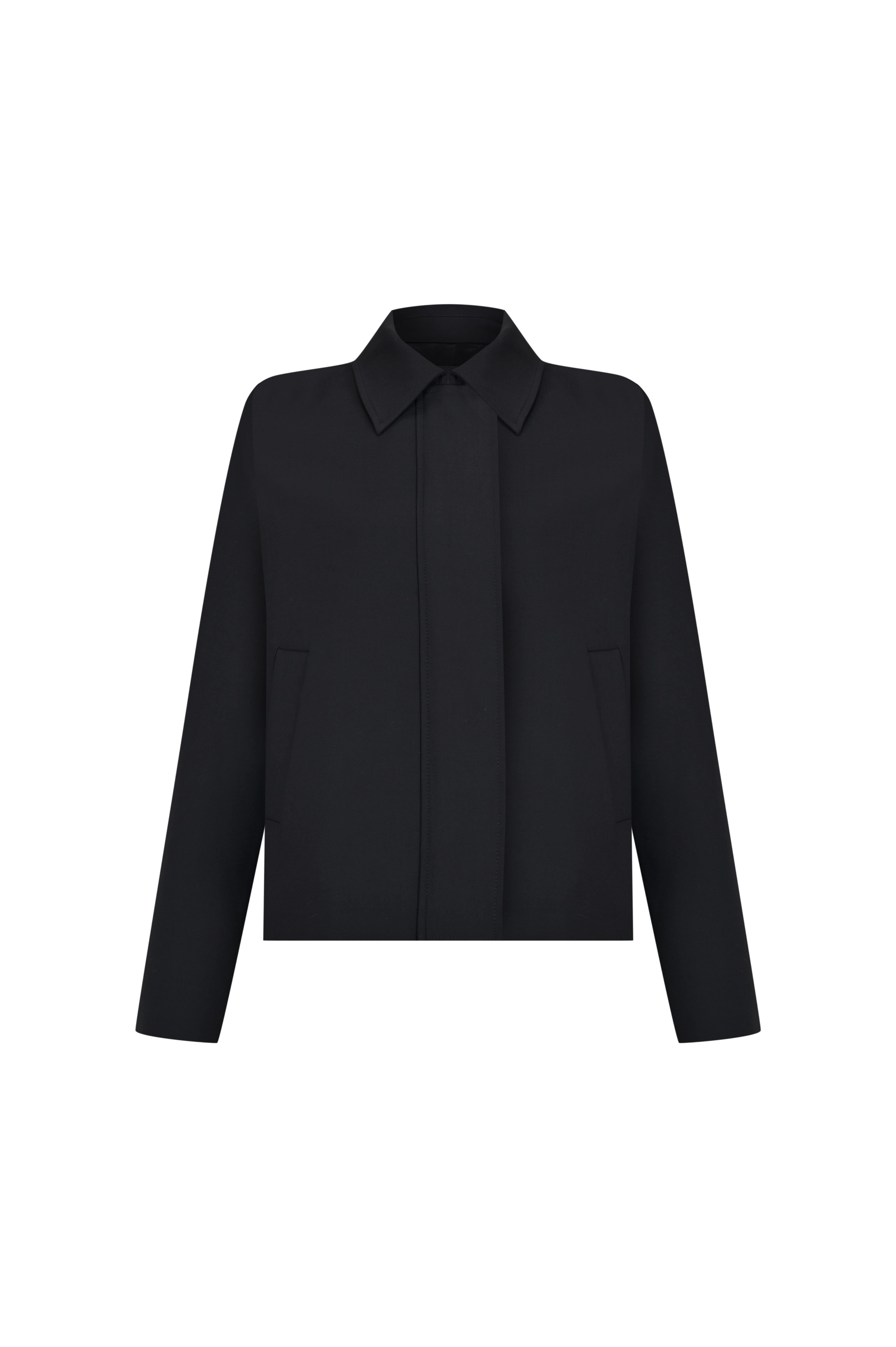 Siyah Vatkalı Kısa Yün Ceket