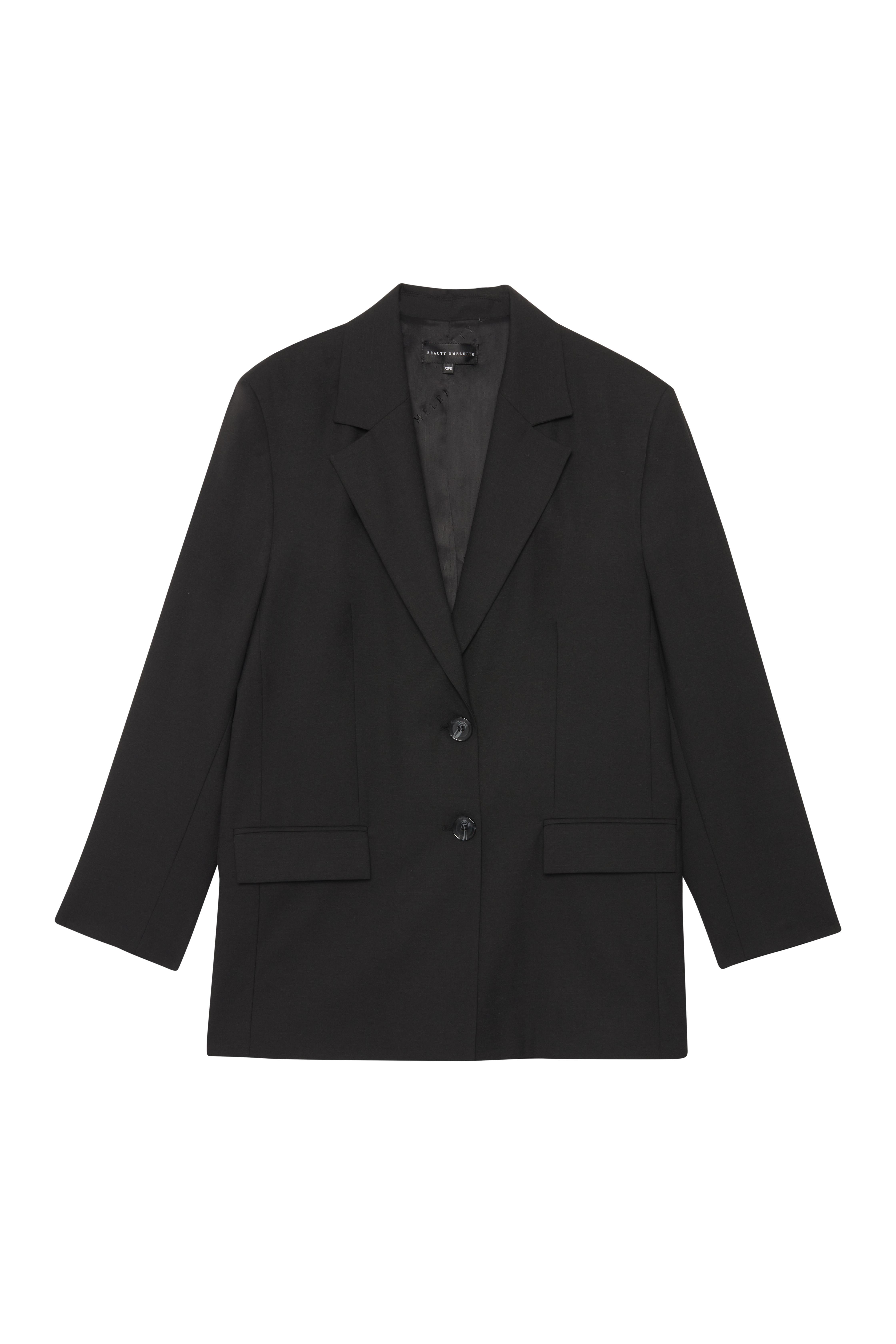 Siyah Vatkalı Oversize Yünlü Blazer