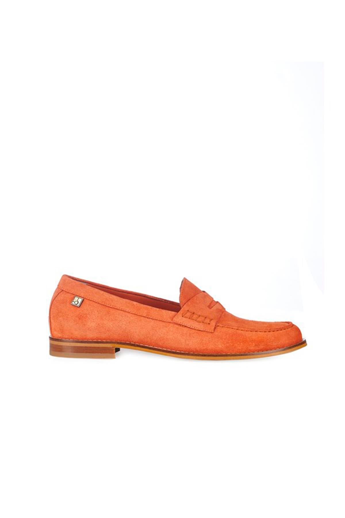 Turuncu Süet Klasik Loafer