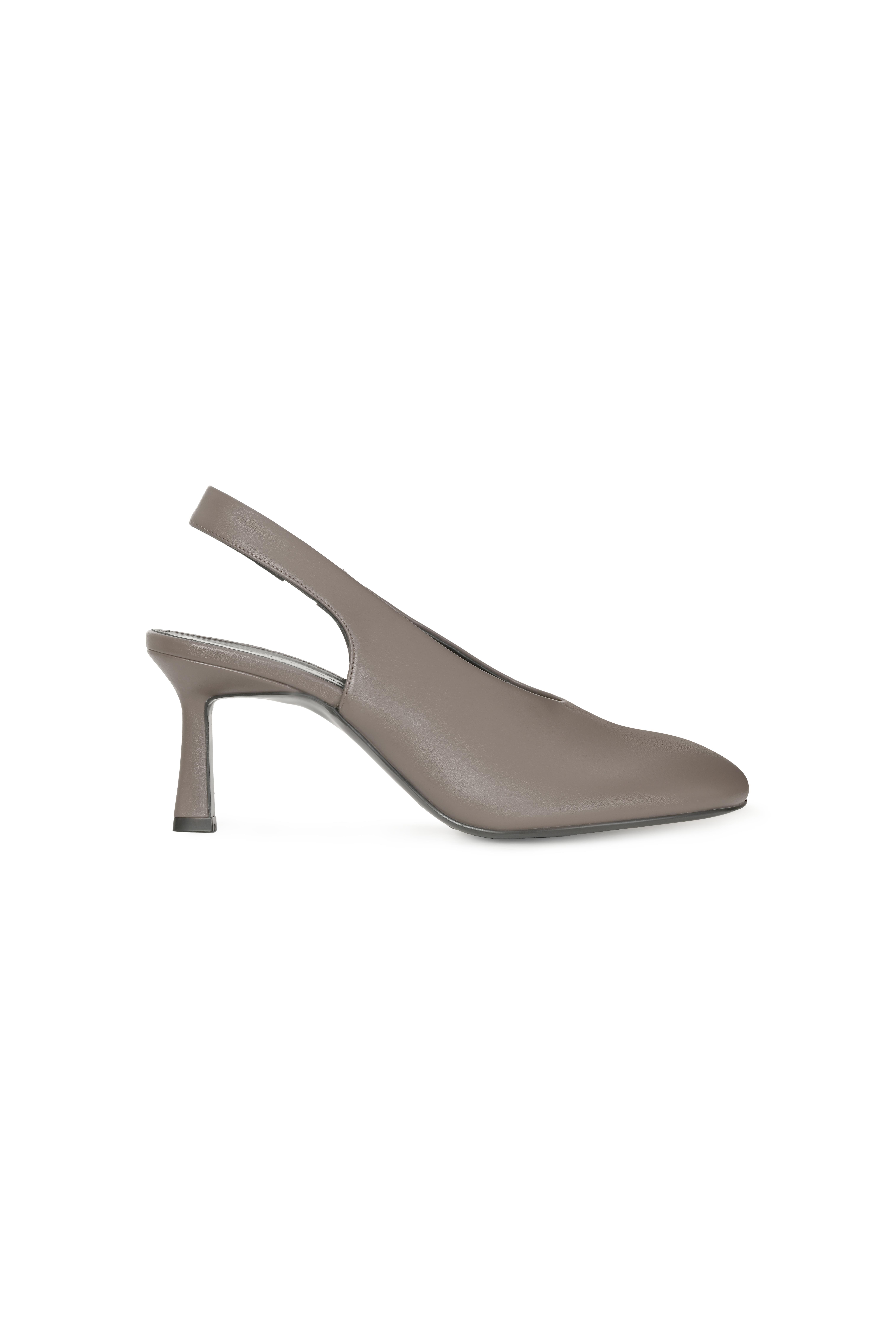 Vizon Yuvarlak Burun Slingback Deri Ayakkabı