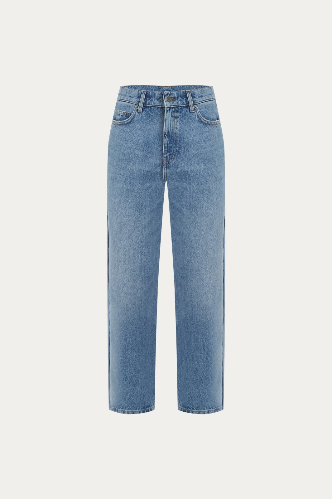 Yıkamalı Mavi Vintage High Waist Jean